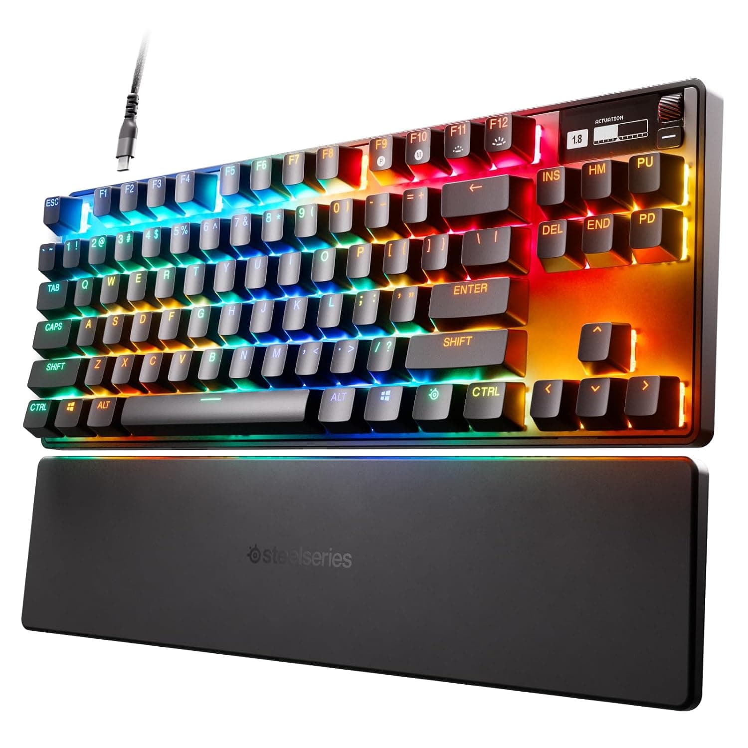 SteelSeries Apex Pro TKL - HyperMagnetic Gaming Keyboard - Adjustable Actuation - Esports Tenkeyless - OLED Screen - PBT Keycaps - USB-C - 2023 Edition - English QWERTY Layout - TKL