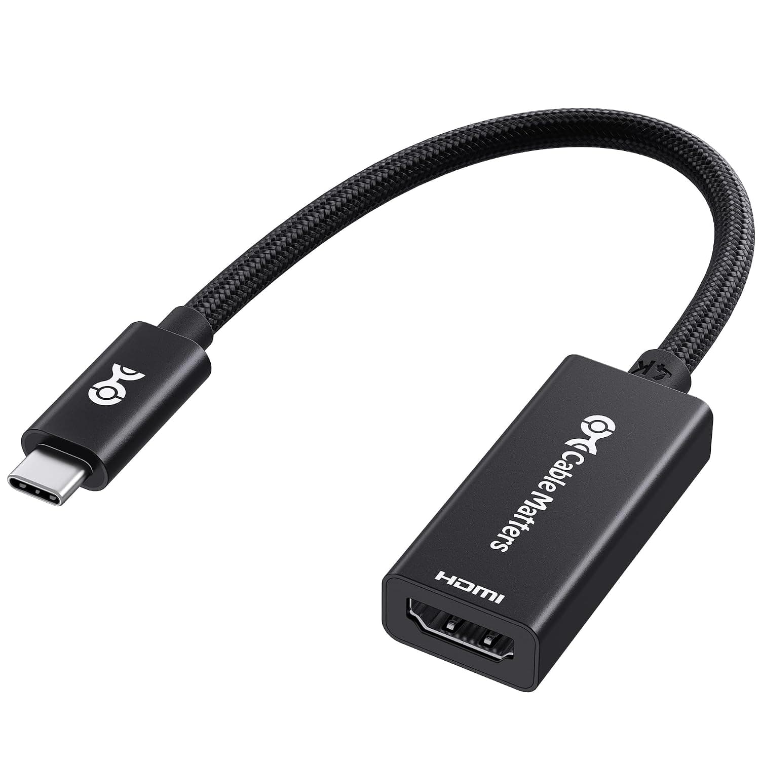 Cable Matters Braided Aluminum USB C to HDMI Adapter, 4K USB-C to HDMI | 4K@60Hz / 2K@144Hz, USB Type C to HDMI, for iPhone 17/16, MacBook, Tablet, TV, and Monitor