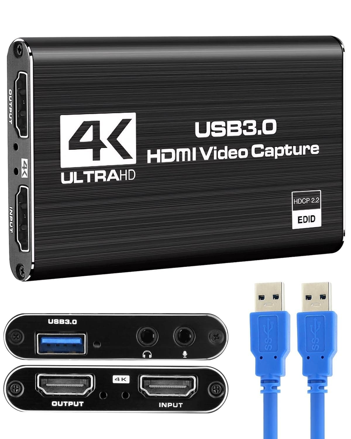 4K HDMI Video Capture Card USB 3.0 Video Capture Device Full HD 1080P 60FPS | Game Capture Card for Streaming Recording PS5 Nintendo Switch Xbox Camera PC OBS