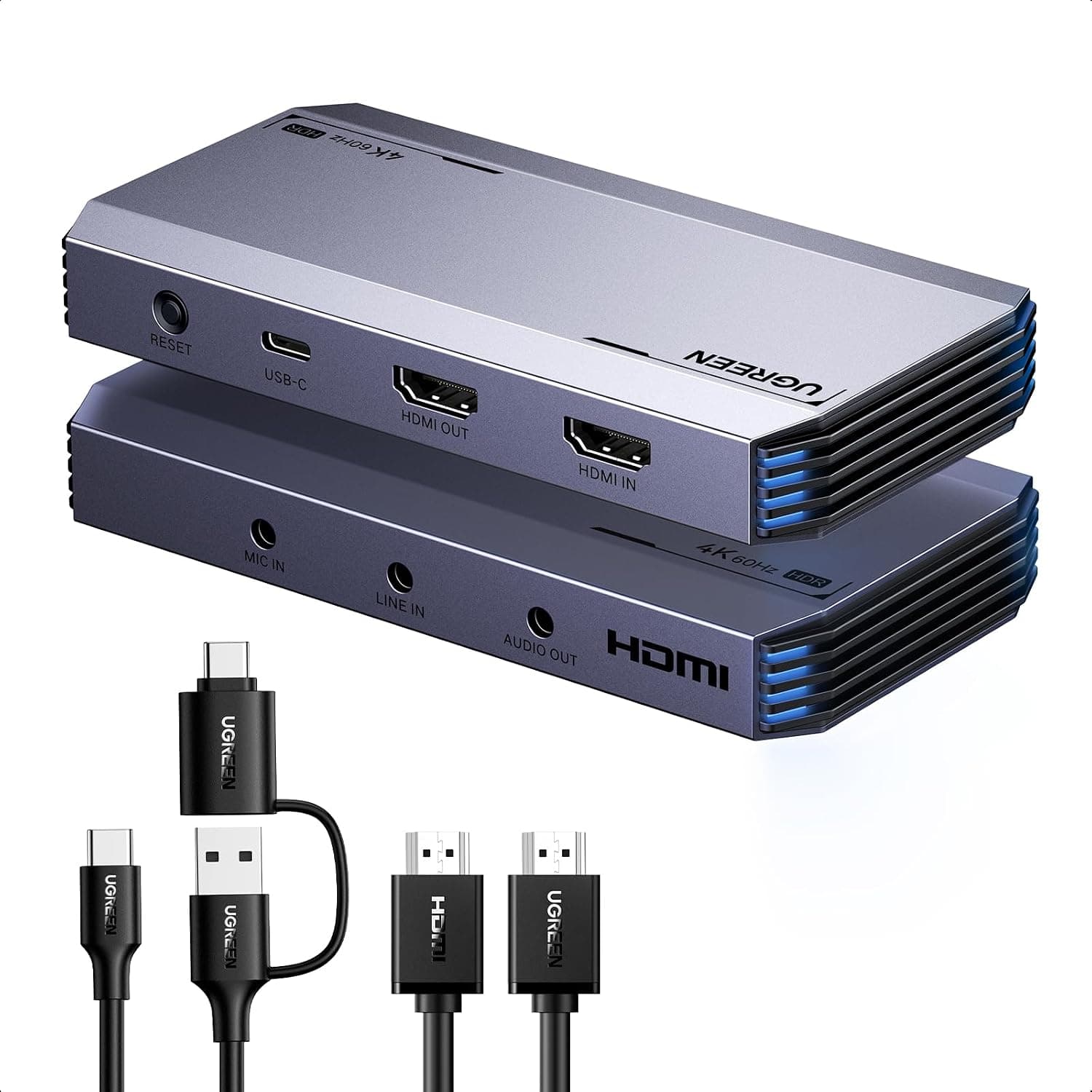 UGREEN Video Capture Card HDMI to USB C 1080P@120/240fps Record | 4K@60Hz HDR VRR Passthrough Streaming Device Compatible with PS5 Xbox Switch DSLR Camera iPad Pro MacBook Laptop PC Quest 3
