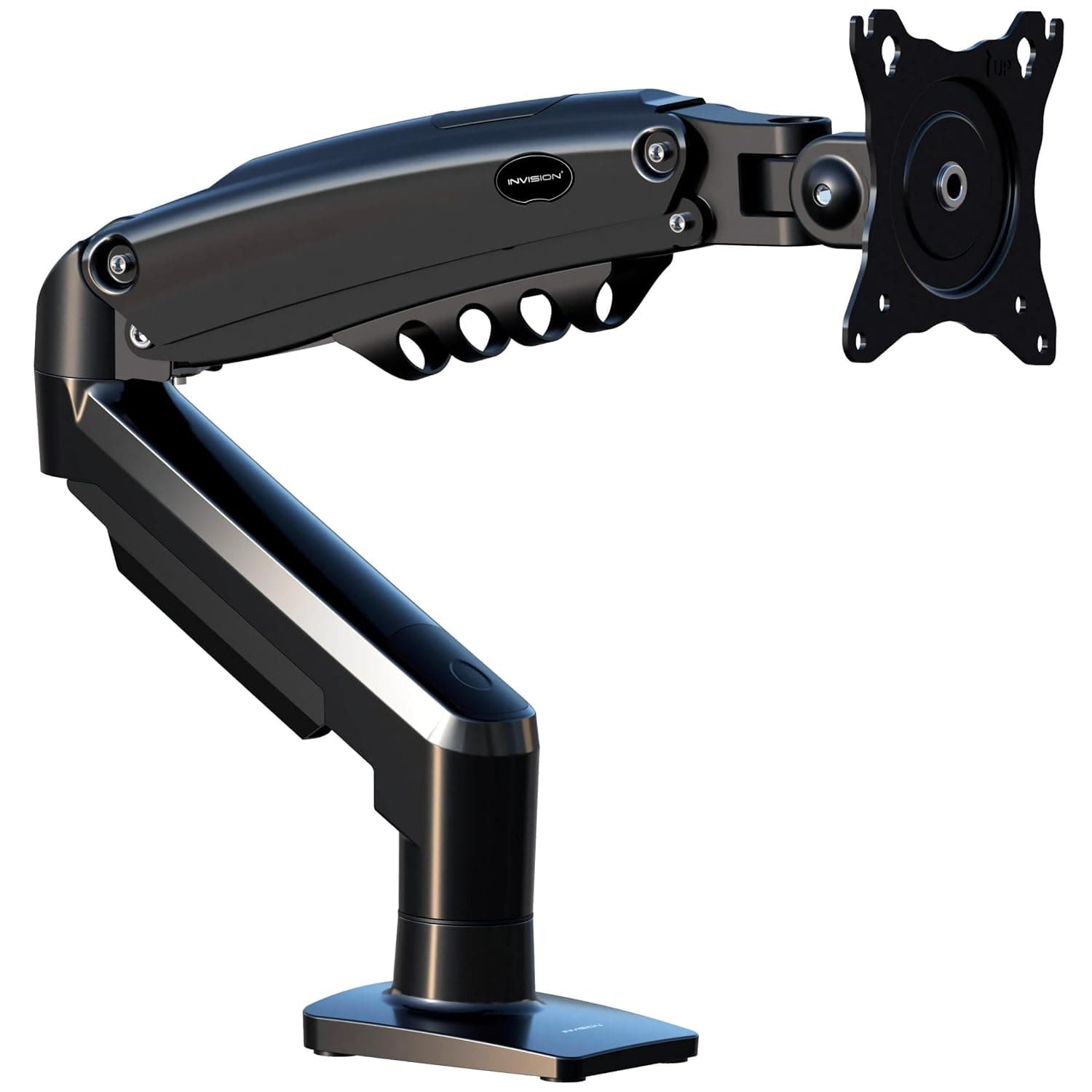 Invision Monitor Arm Desk Mount for 19-32 Inch Screens - VESA 75/100mm Desk Clamp Stand - Tool Free Height Adjustment with Tilt Swivel Rotate - Increased Load Capacity from 2-9kg MX200 Single Arm