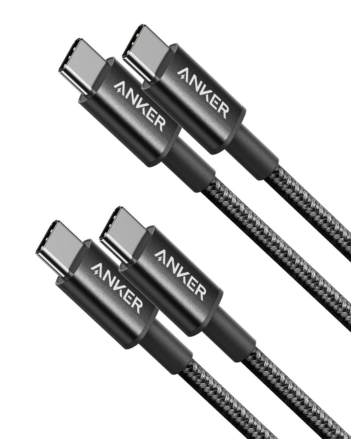 Anker USB C to USB C Charger Cable, 60W (3A) New Nylon (3ft/0.9m 2-Pack) | For iPhone 17/16/15, iPad Pro, Samsung Galaxy, MacBook Pro,and More (Black)