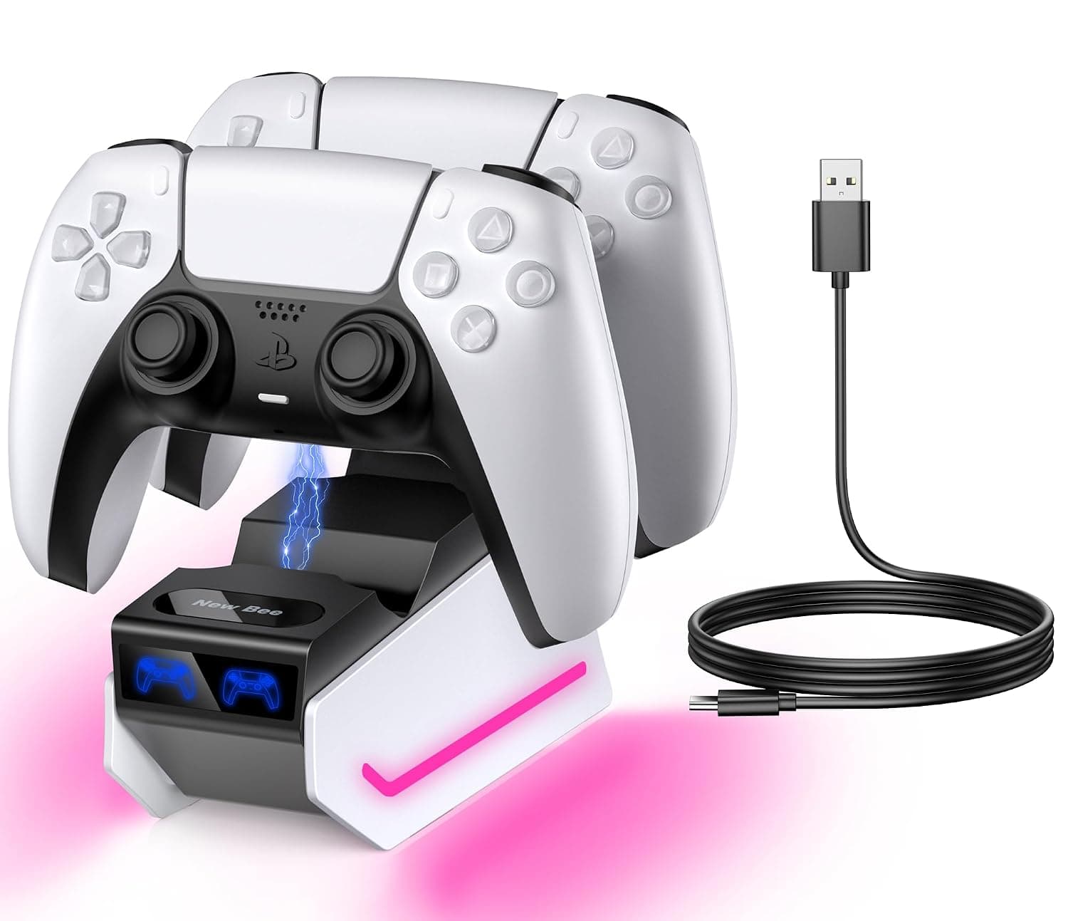 PS5 Controller Charge Station 2.5 Hours Quick Charge for PlayStation 5 Controller with USB-C Cable