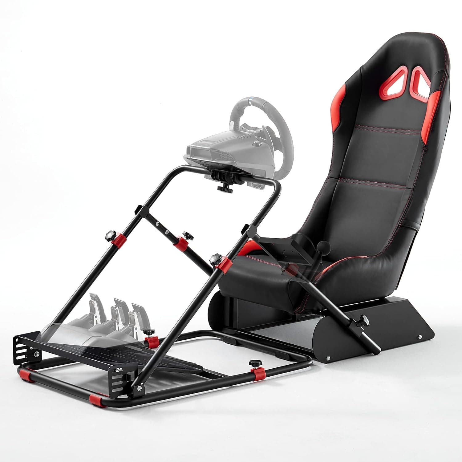 DIWANGUS UK Racing Simulator Cockpit with Split Sim Racing Seat Sim Racing Cockpit Steering Wheel Chair Leather Foldable Rig for Logitech G29 G920 G923 G25 G27 Thrustmaster T300Rs T300RS GT T150Rs TX