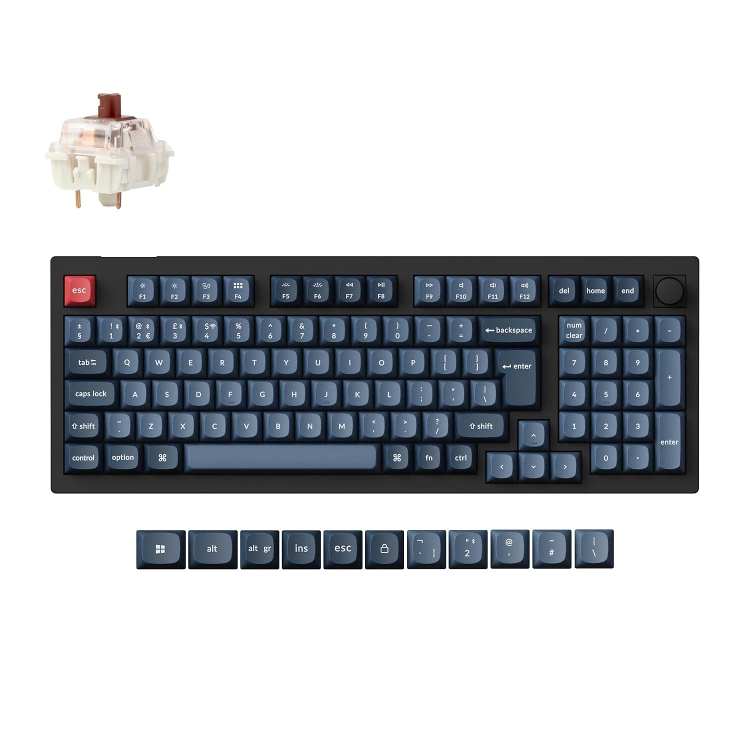 Keychron V5 Max Compact 100-Key Wireless Custom Knob Mechanical Keyboard, Programmable Bluetooth 5.1/2.4 GHz/Wired with RGB Hot-swappable Gateron Jupiter Brown Switch for Mac Win Linux - UK Layout