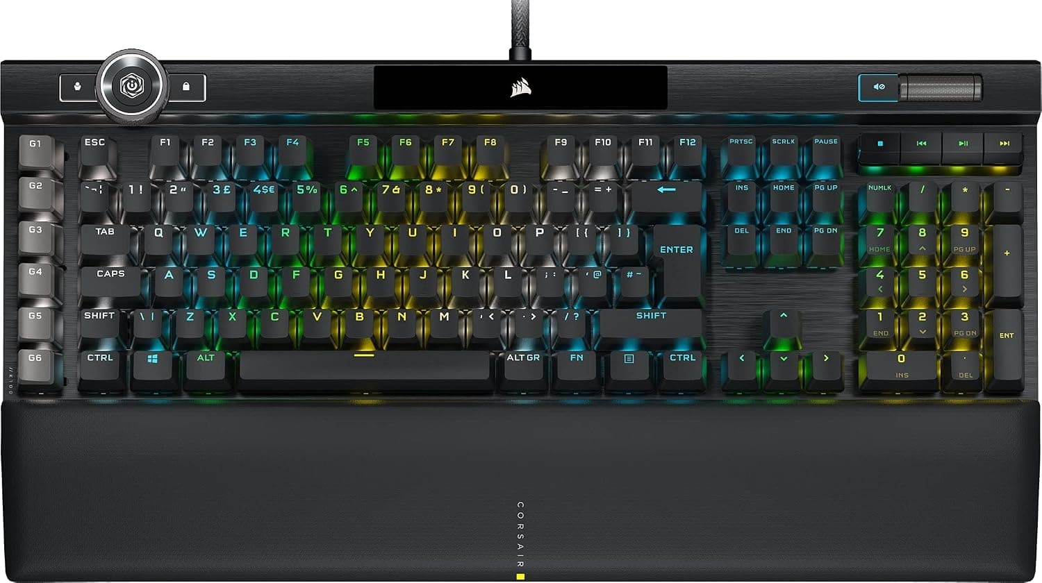 Corsair K100 RGB Mechanical Gaming Keyboard (CHERRY MX SPEED Keyswitches: Linear and Rapid, Leatherette Palm Rest, PBT Double-Shot Keycaps, Elgato Stream Deck Integration) QWERTY, Black