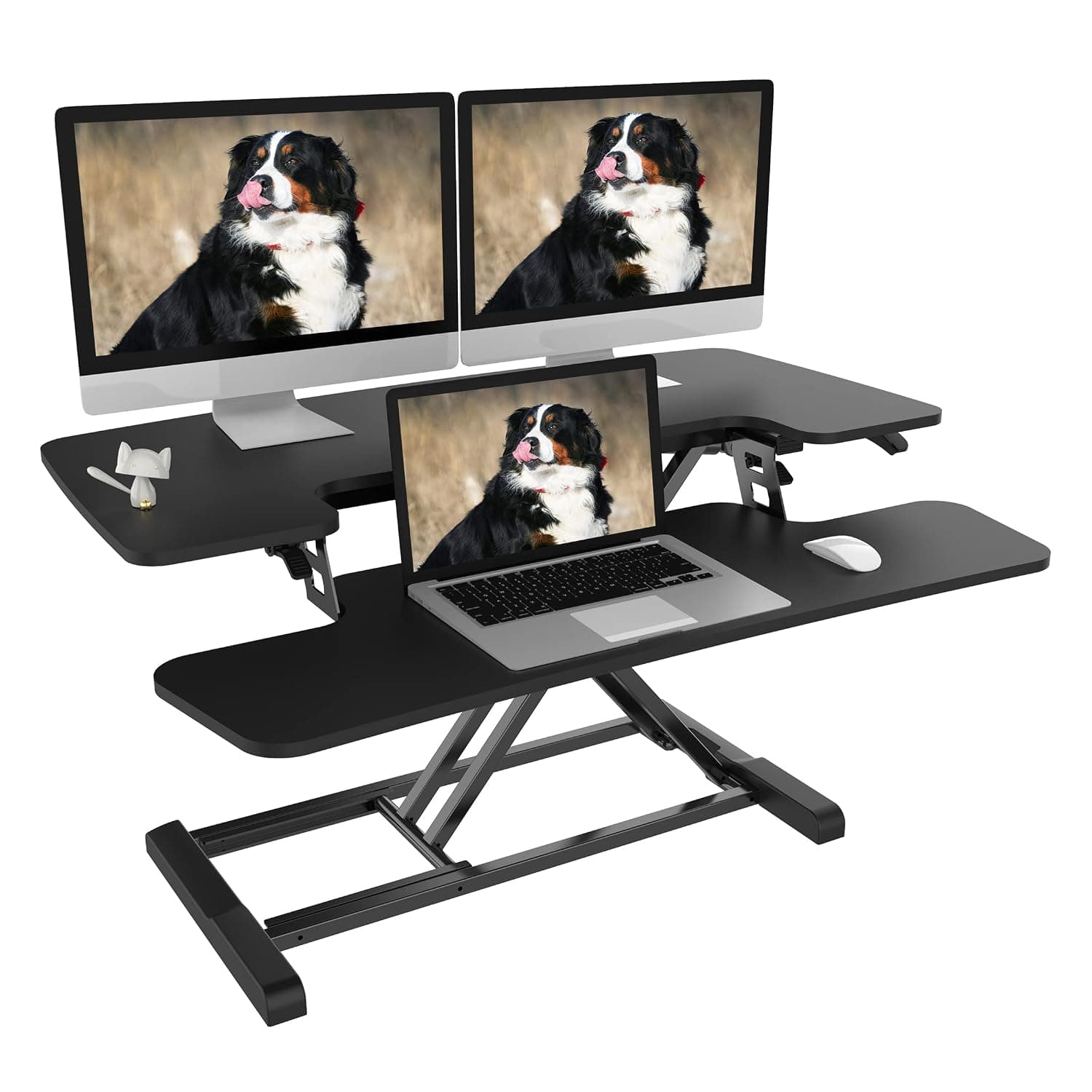FLEXISPOT Stand Up desk Converter 35" Standing desk Riser with Deep Keyboard Tray for laptop (Black)