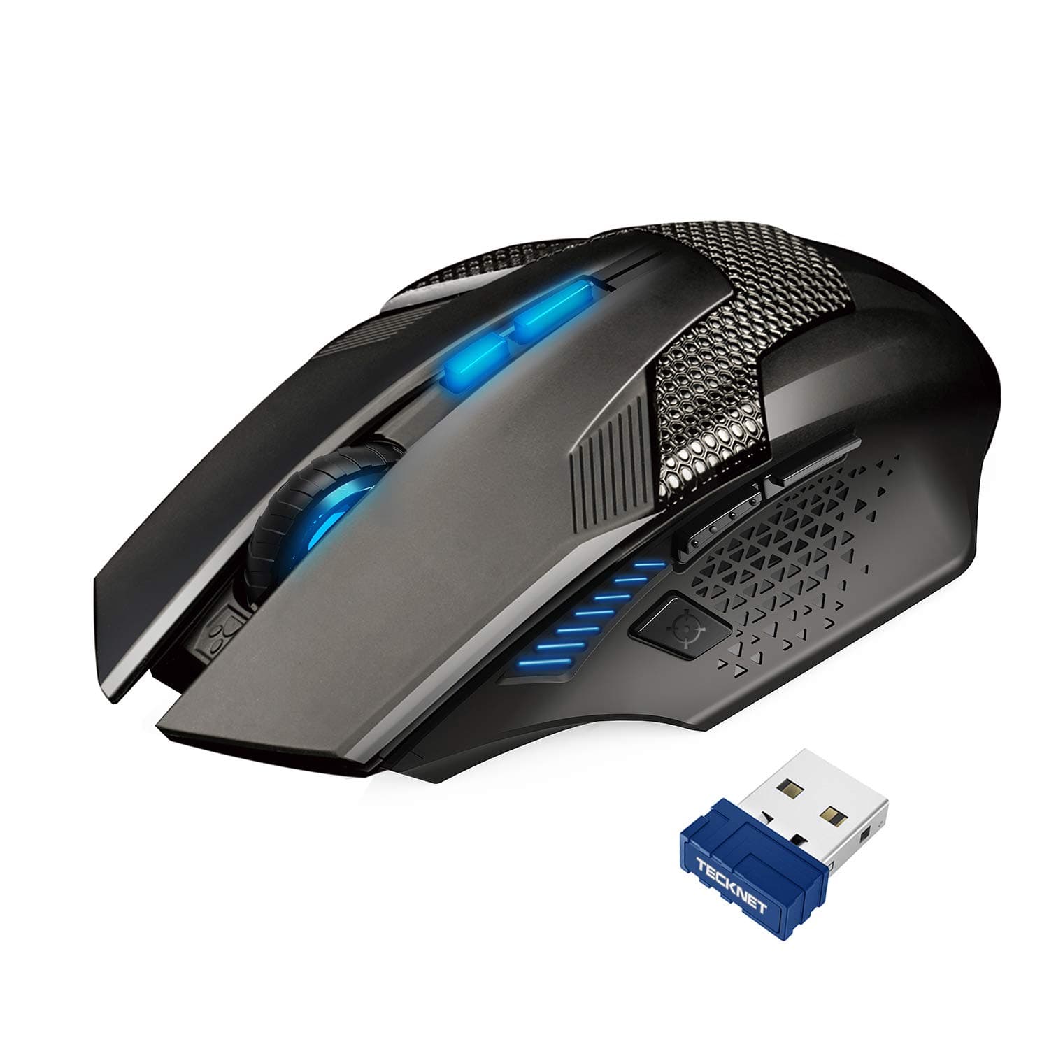 TECKNET Wireless Gaming Mouse, 2.4G Optical USB Computer Mice,Black | 4800DPI Gaming mouse, 8 Buttons, 5 Adjustable DPI levels, USB Receiver, For Win11, Win10, Win8, Win7, Windows XP, Vista, MAC