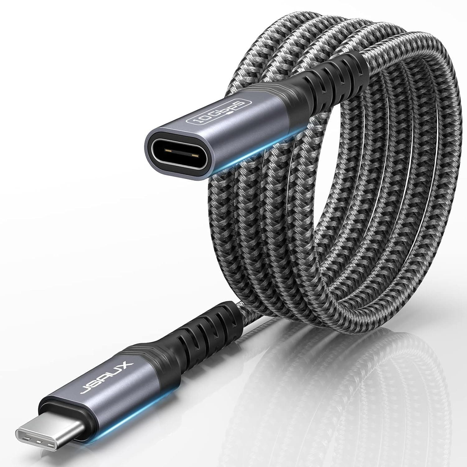 JSAUX USB C Extension Cable 1M, Type C 3.2 Extender Supports 𝟭𝟬𝟬𝙒 PD Fast Charging, 10Gbps Data & 4K@60Hz Video Compatible with Switch 2, iPhone 16/15, MacBook Pro, iPad Pro, XPS, Galaxy S22/S21