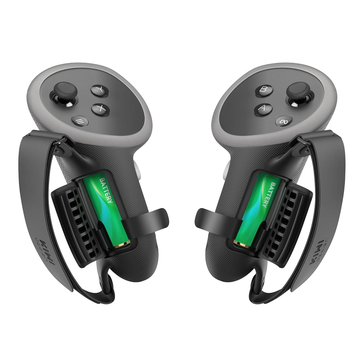 KIWI design Comfortable Controller Grips Compatible with Meta Quest 3S/Quest 3 Accessories Wrist Strap with Battery Opening