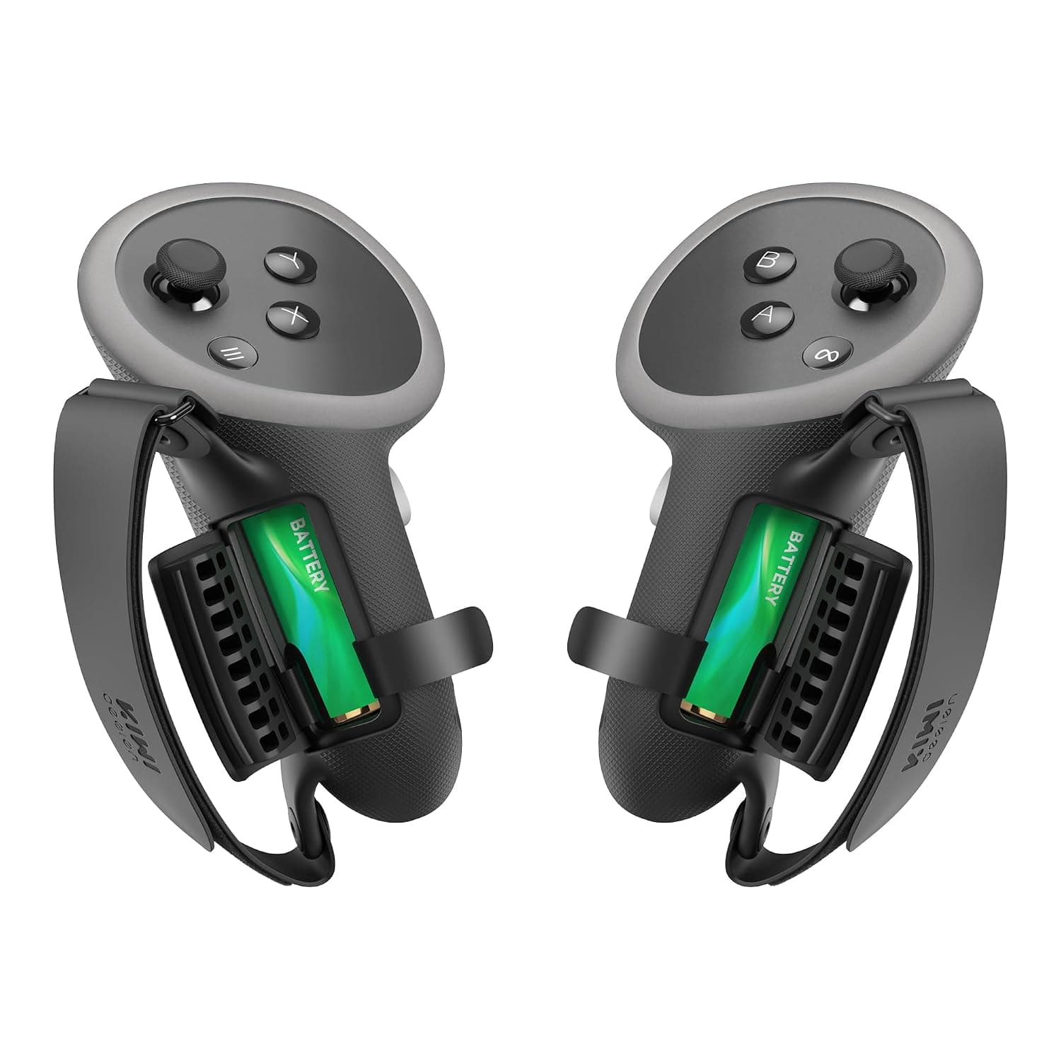 KIWI design Comfortable Controller Grips Compatible with Meta Quest 3S/Quest 3 Accessories Wrist Strap with Battery Opening