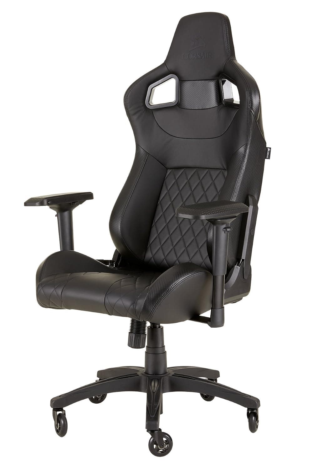 Corsair T1 Race - Faux Leather Racing Gaming Chair, Easy Assembly, Ergonomic Swivel, Adjustable Height & 4D Armrests, Lumbar Support, Comfortable with Recliner - Black