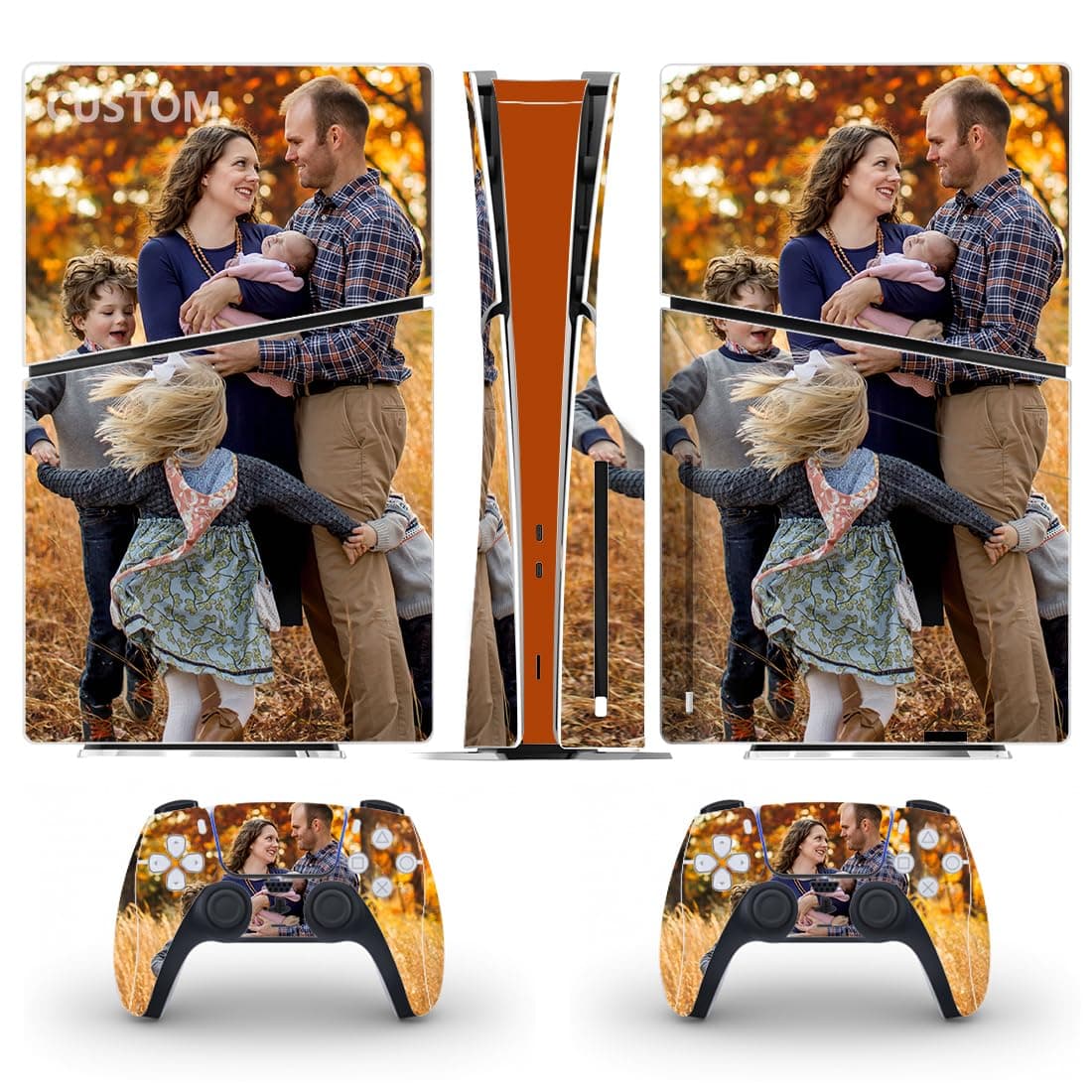 Monicustom Custom Vinyl Skin Sticker Cover for PS5 Slim Disc Edition Console and Controller Personalized PS5 Slim Skin Decal Sticker | Personalized Skin Decal Sticker for PS5 Slim,Full body wrap decal cover,Fade resistant,scratch-resistant