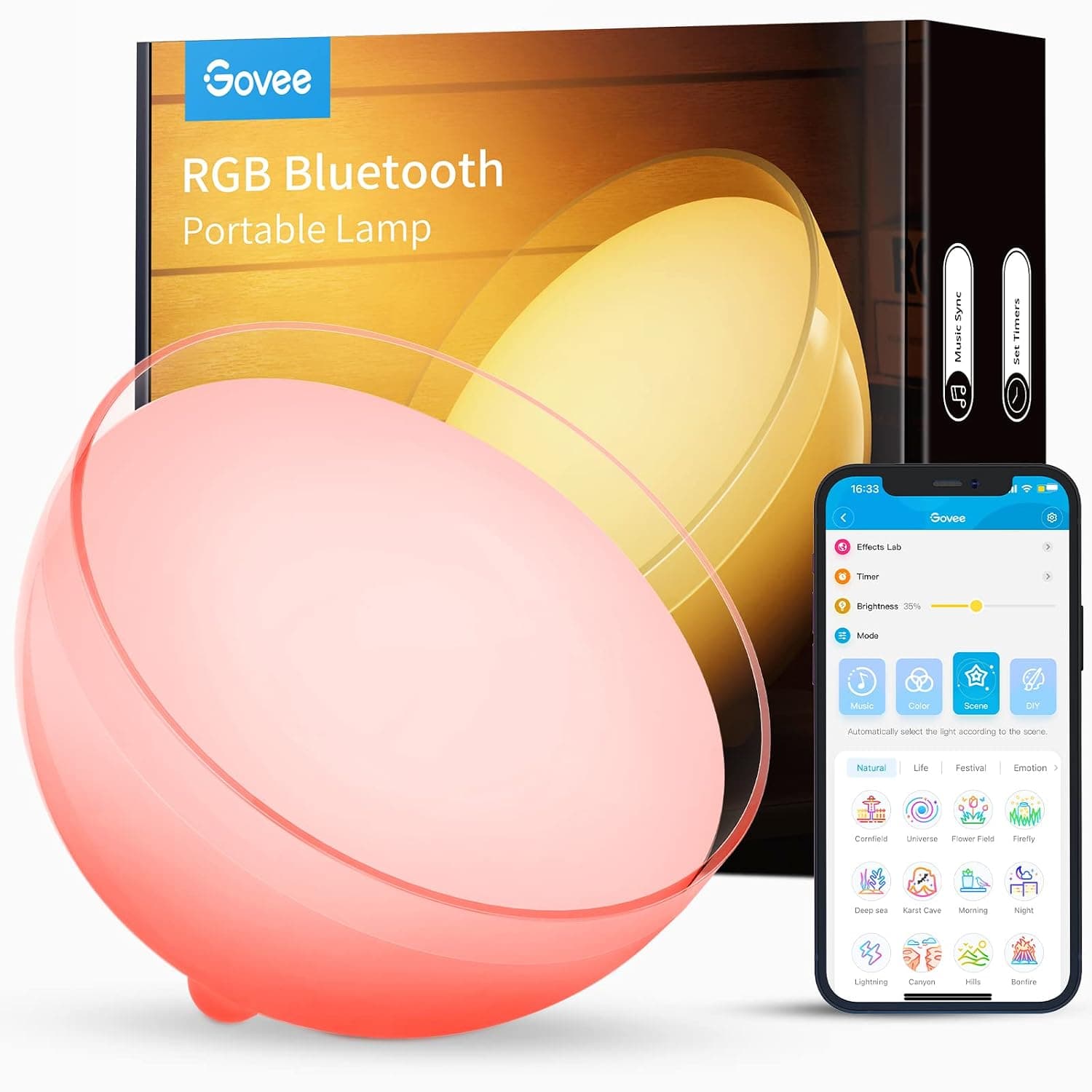 Govee Table Lamp for Living Room, App Control Bedside Lamps for Bedroom, LED Dimmable Bluetooth Portable Light, RGBWW Rechargeable Bedside Night Light