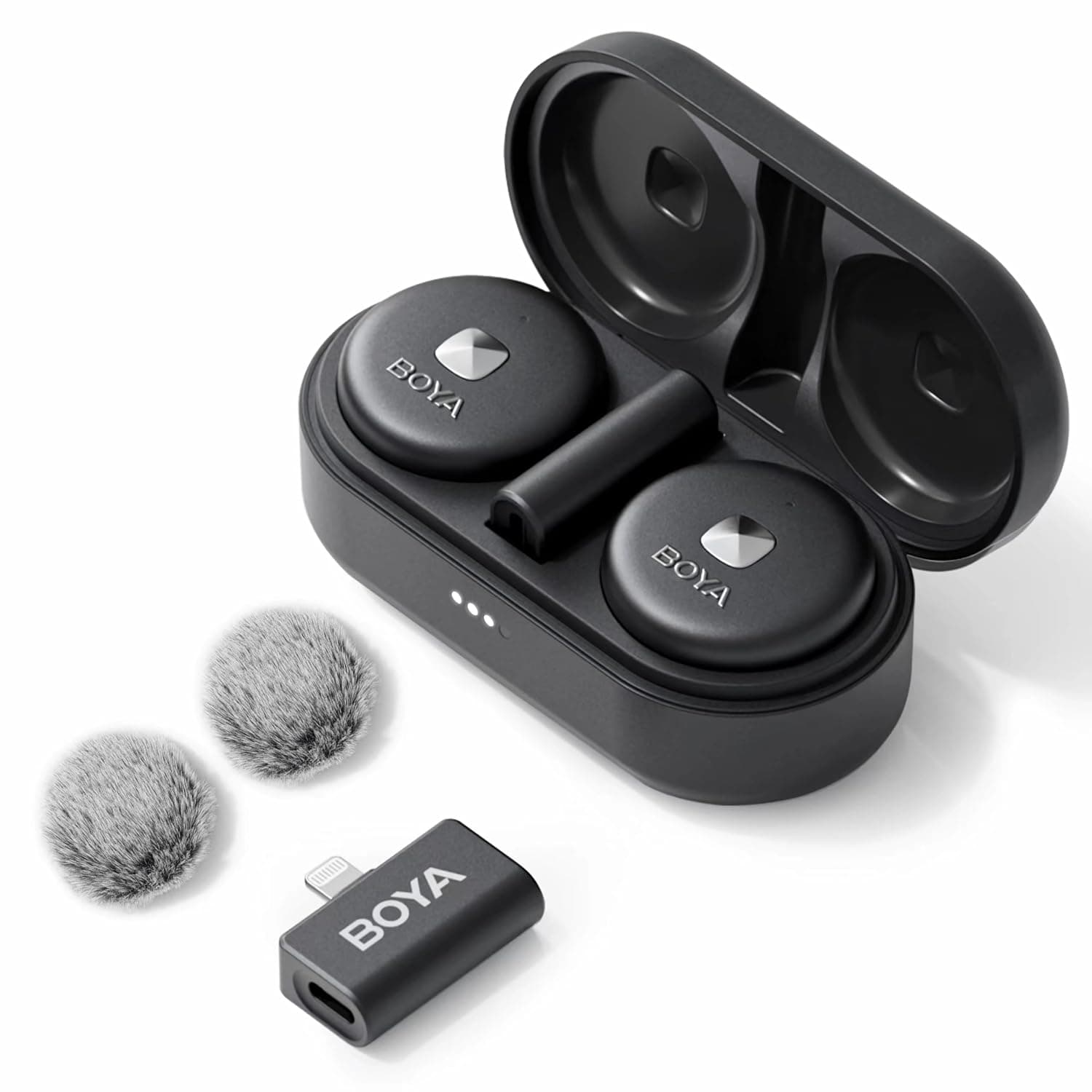 BOYA Omic-D Wireless Lavalier Microphone for iPhone, Noise Cancelling Cordless Magnetic Clip Lapel Microphone for iPhone 14/14 Pro/13/13 Pro iPad IOS Devices Vlog Podcast Live Stream Video Recording