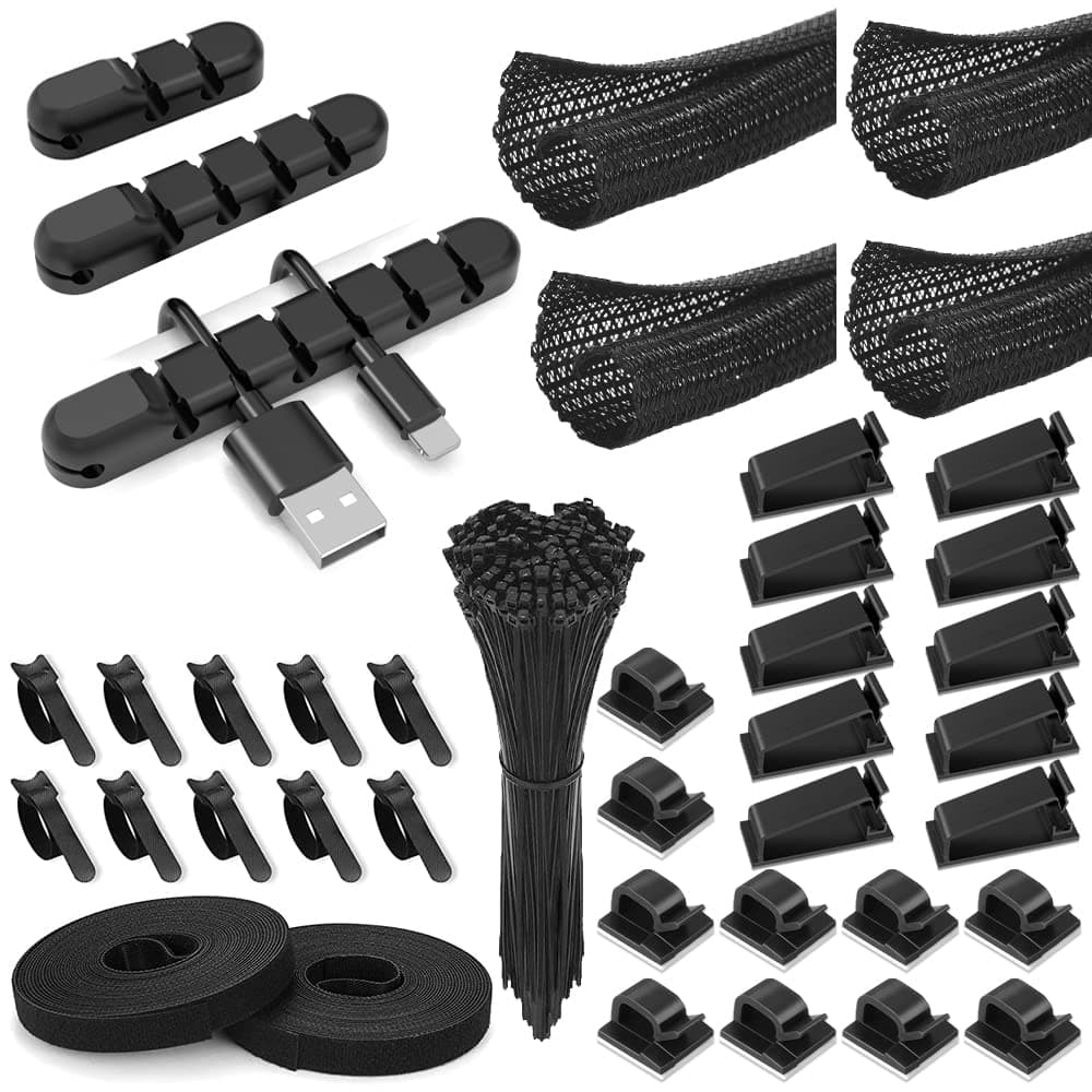 Cable Management Sleeve Cable Tidy Tube Wire Tidy Desk Cable Tidy Sleeve TV Cable Management Kit Wire Organiser Wire Covers Cable cover Cable Organisers Sleeves Cable Protector Wire Hider (139 Pcs)