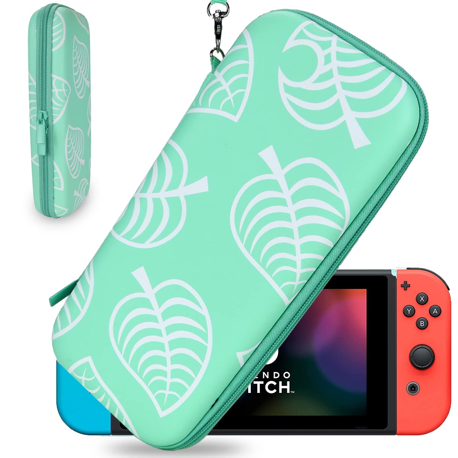 Carrying Case for Nintendo Switch - Bright Protective Storage Case Pouch for Nintendo Switch Console & Accessories with 10 Game Cartridges for Girls Boys by YOUSHARES （Leaf Crossing）
