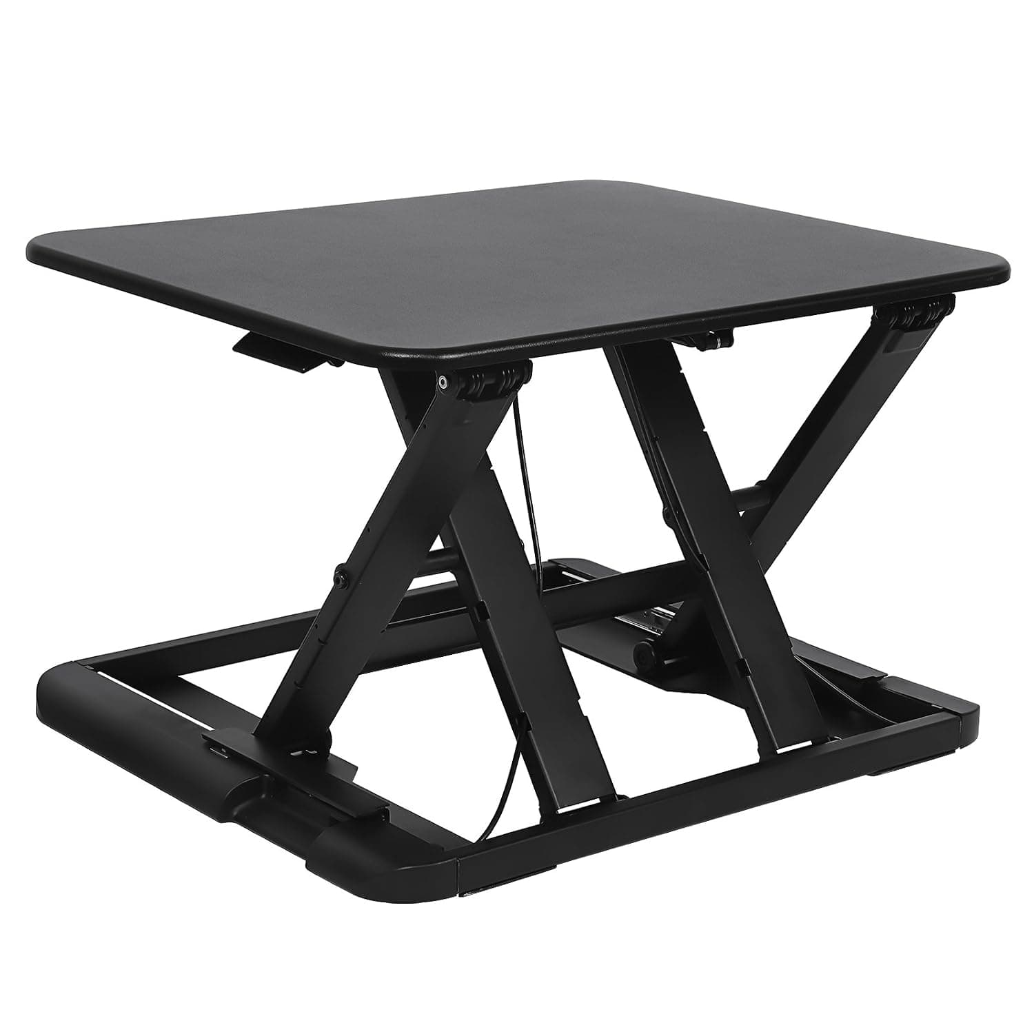 SONGMICS Sit Stand Desk Height Adjustable Standing Desk Converter Ergonomics Workstation for Home or Office, Slim Design 5.8 cm Black LSD04B