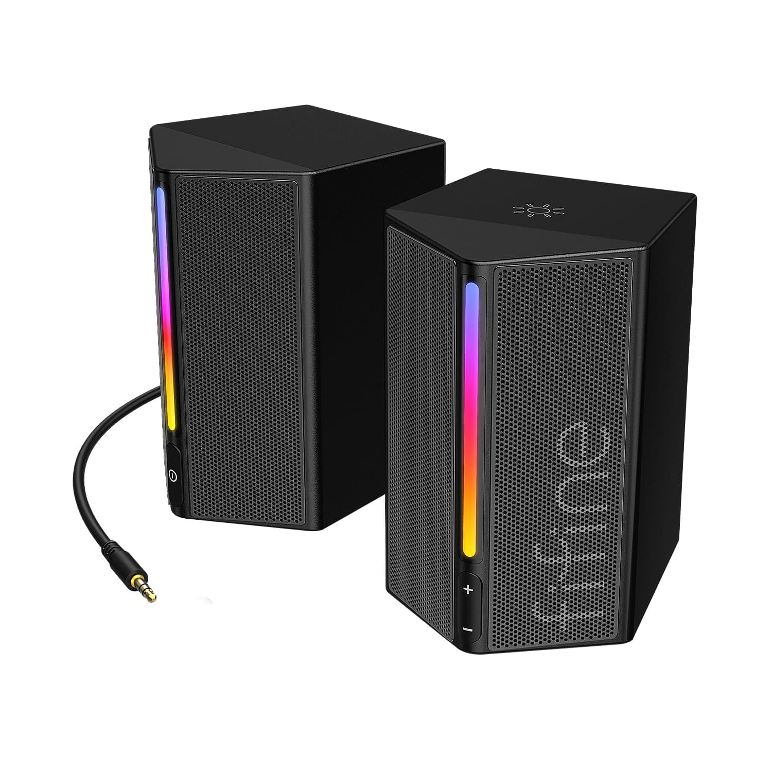 FIFINE A20 RGB Gaming Speaker | USB PC Wired Speakers with 3.5mm Aux Audio Cable, Volume Control. for Computer, Monitor, Laptop, Desktop, Projector.
