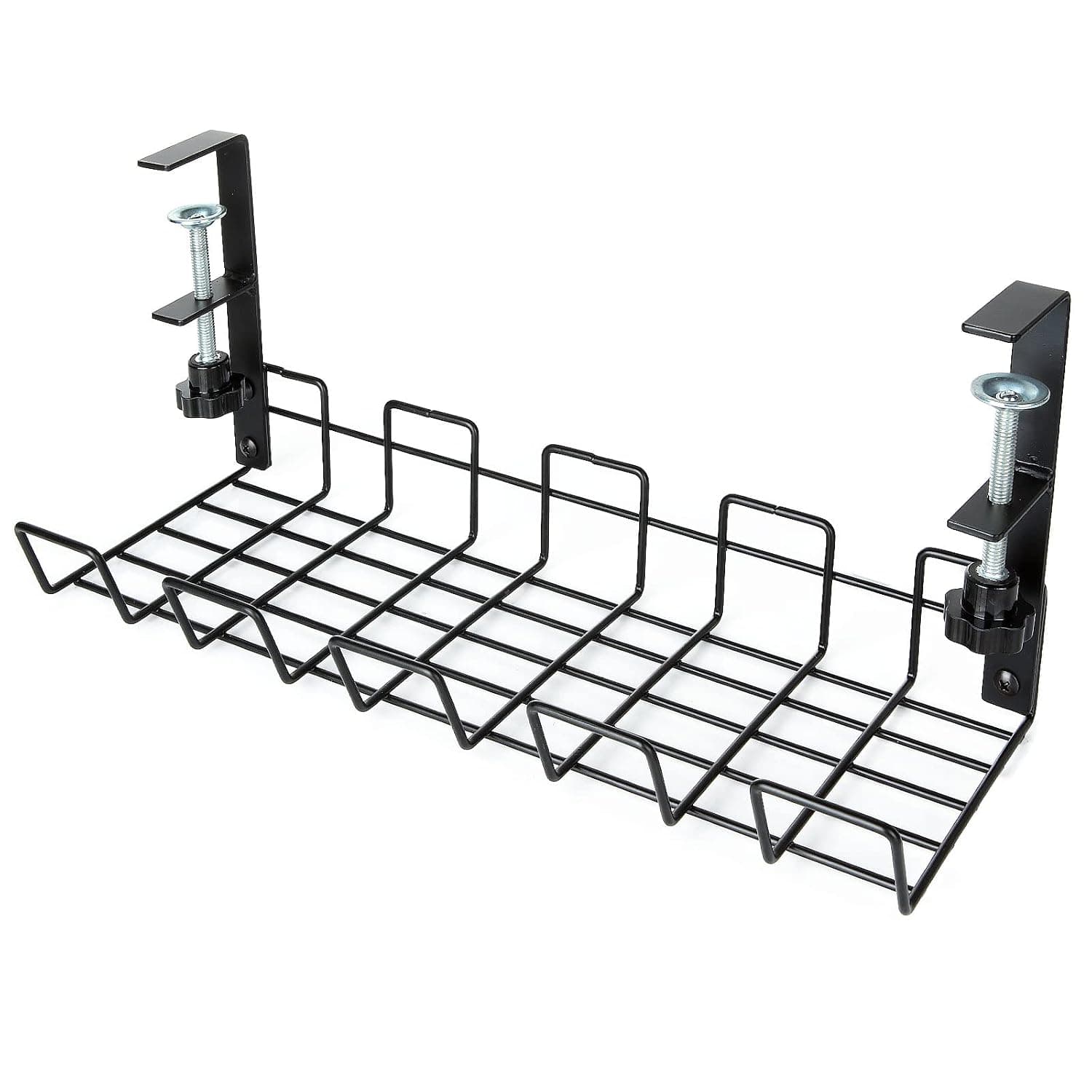 ASelected Under Desk Cable Management Tray, No-Drill Metal Cable Management, 38cm Metal Cord Organizer, Office Cable Mesh Holder for Desks, Offices and Kitchens, Black