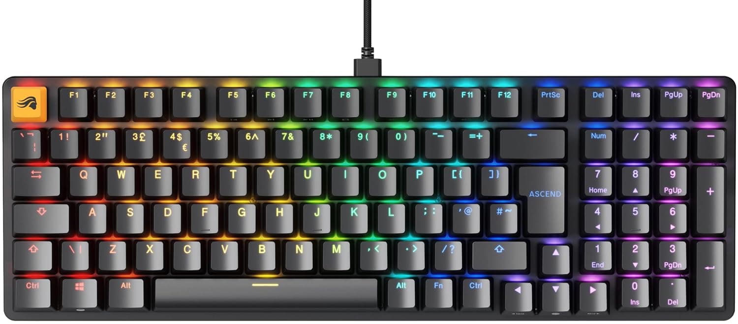 GLORIOUS GMMK 2 Full Size 96% Custom Mechanical Keyboard (Black) | Premium Aluminum Frame, Hotswappable 5 Pin Sockets, Prelubed Fox Linear Switches, Doubleshot Caps, UK English Form