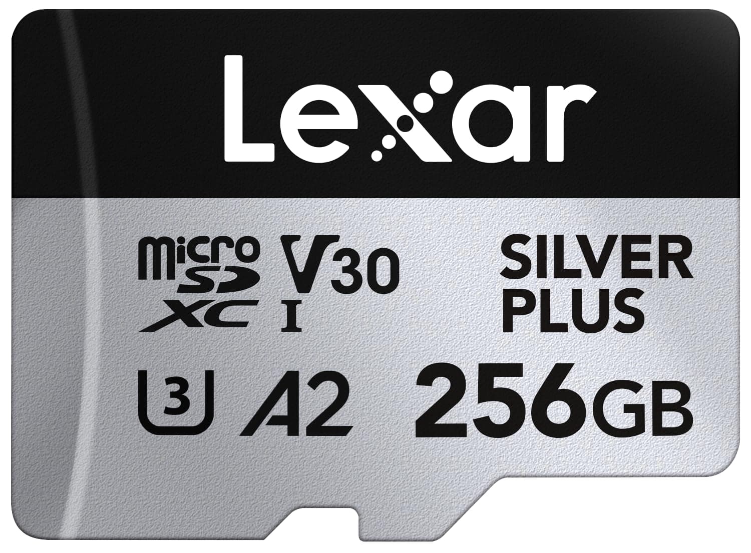 Lexar Silver Plus 256GB Micro SD Card up to 205 MB/s, MicroSDXC UHS-I | Flash Memory Card with Adapter, C10, U3, A2, V30, Full HD, 4K UHD, High Speed TF Card for Drone, Action Camera, Handheld Cons