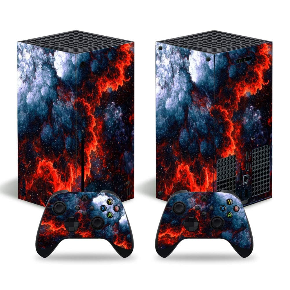 Whole Body Protective Vinyl Skin Decal Cover for Microsoft Xbox Series X Console, Magma Xbox Series X Skins Wrap Sticker with Two Free Wireless Controller Decals