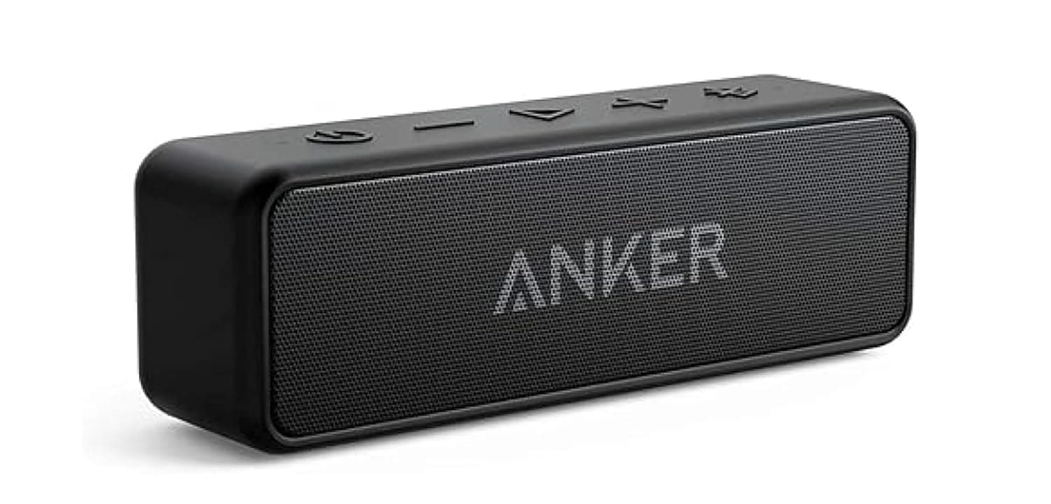 soundcore Anker 2 Portable Bluetooth Speaker, 12W Stereo, Black | BassUp, IPX7 Waterproof, 24H Playtime and Wireless Stereo Pairing for Home, Outdoors and Travel