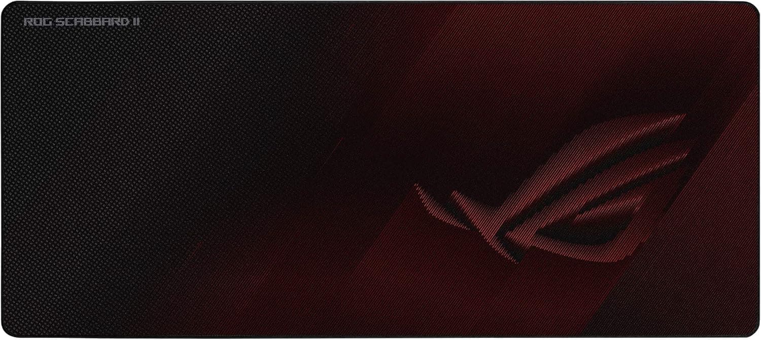 ASUS ROG Sheath Extended Soft Cloth Gaming Mouse Pad with Smooth Gliding Surface and Non-Slip Base - Black/Red