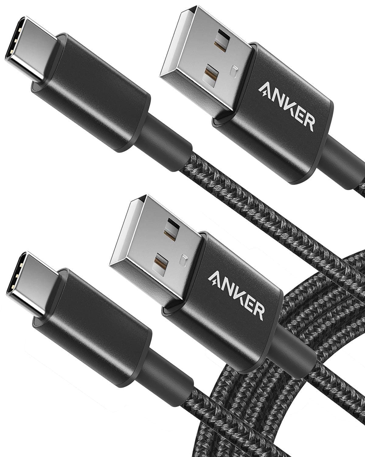 Anker USB C Charger Cable, 2-Pack 6 ft (1.8 m) USB to USB C Cable, USB A to USB C Braided Phone Charger Cable for iPhone 17/16/15, iPad Pro, Samsung Galaxy, and More(Black) | USB A to USB C Braided Phone Charger Cable for iPhone 17/16/15, iPad Pro, Samsung Galaxy, MacBook Pro,and More (Black)