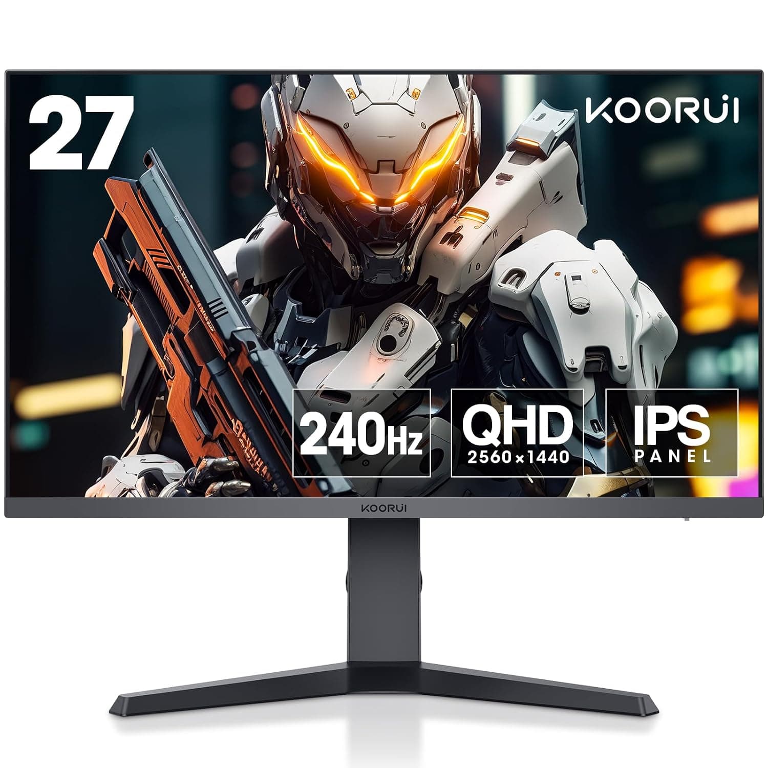 KOORUI 27 Inch Gaming Monitor, 240Hz, QHD 1440P, IPS, 1ms, HDR 400, Adaptive Sync, Eye Care, HDMI/DP, VESA Compatible 27E3QK