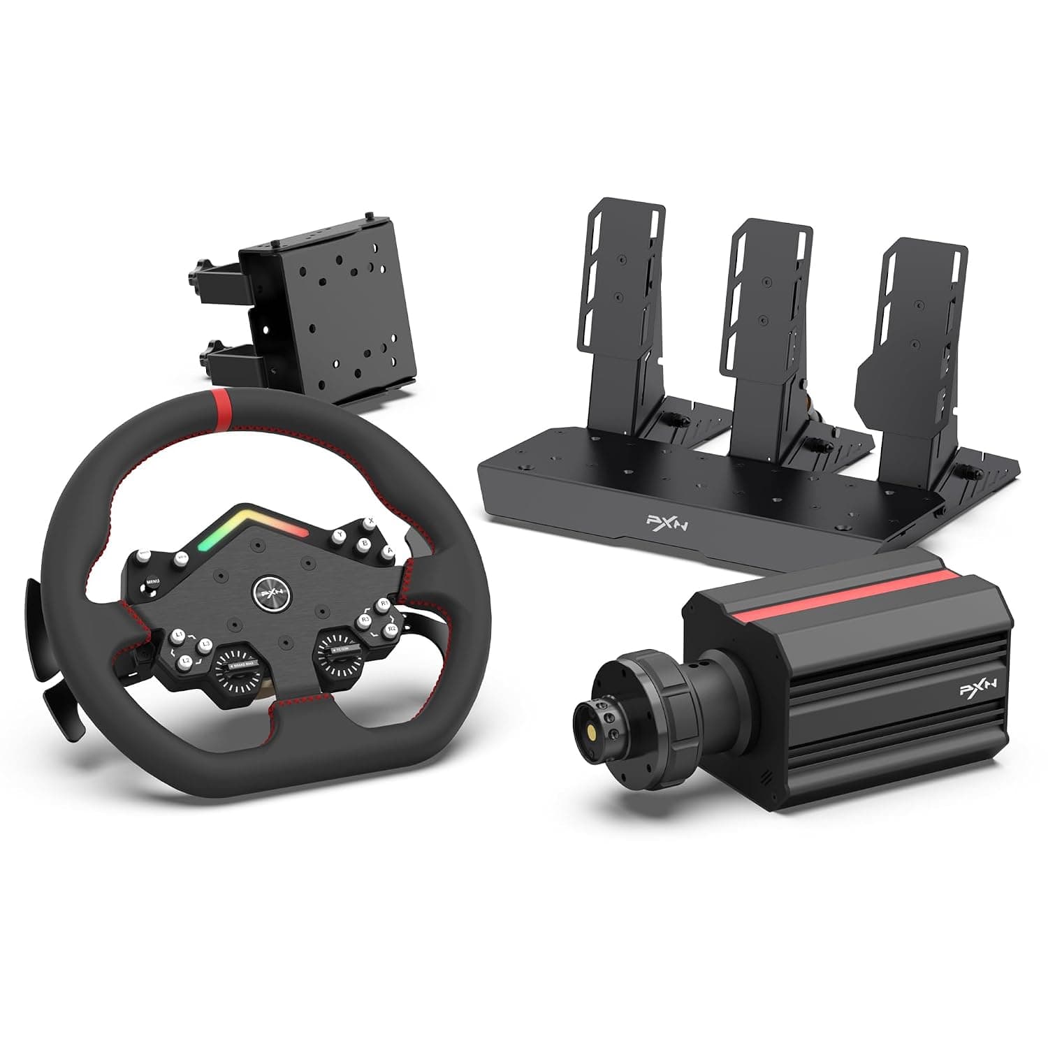 PXN V12 Lite Force Feedback Racing Wheel - Direct Drive Servo Racing Wheel PC Steering Wheel with Pedals, Alloy Frame, 6Nm FFB, Driving Sim Pro Steering Wheel for PS4,PC,Xbox Series X|S, Xbox One