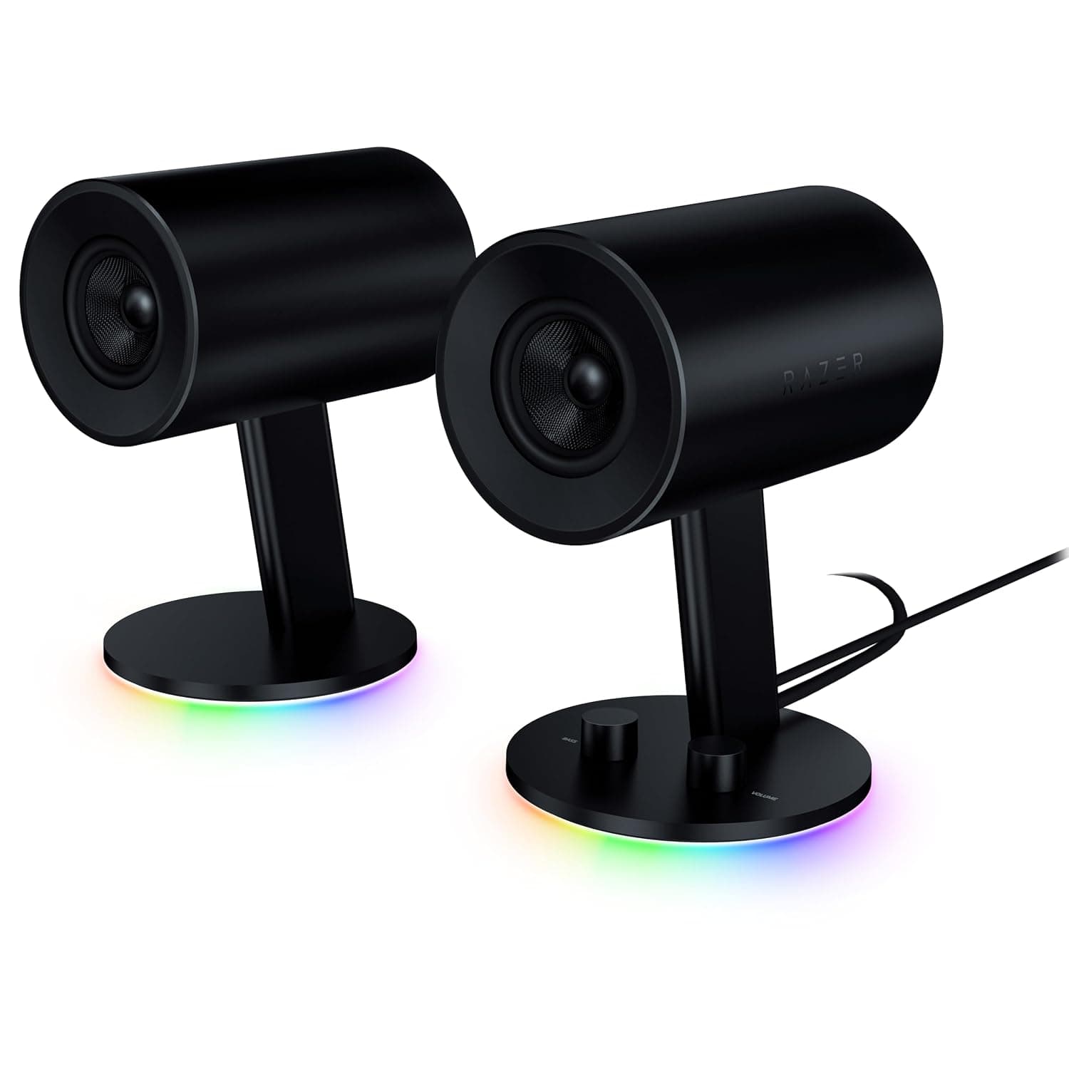 Razer Nommo Chroma - 2.0 Gaming Speakers RGB Chroma (Custom Woven Glass Fibre 3-inch Drivers, Rear-Facing Bass Ports, Bass Knob with Automatic Gain Control) Black
