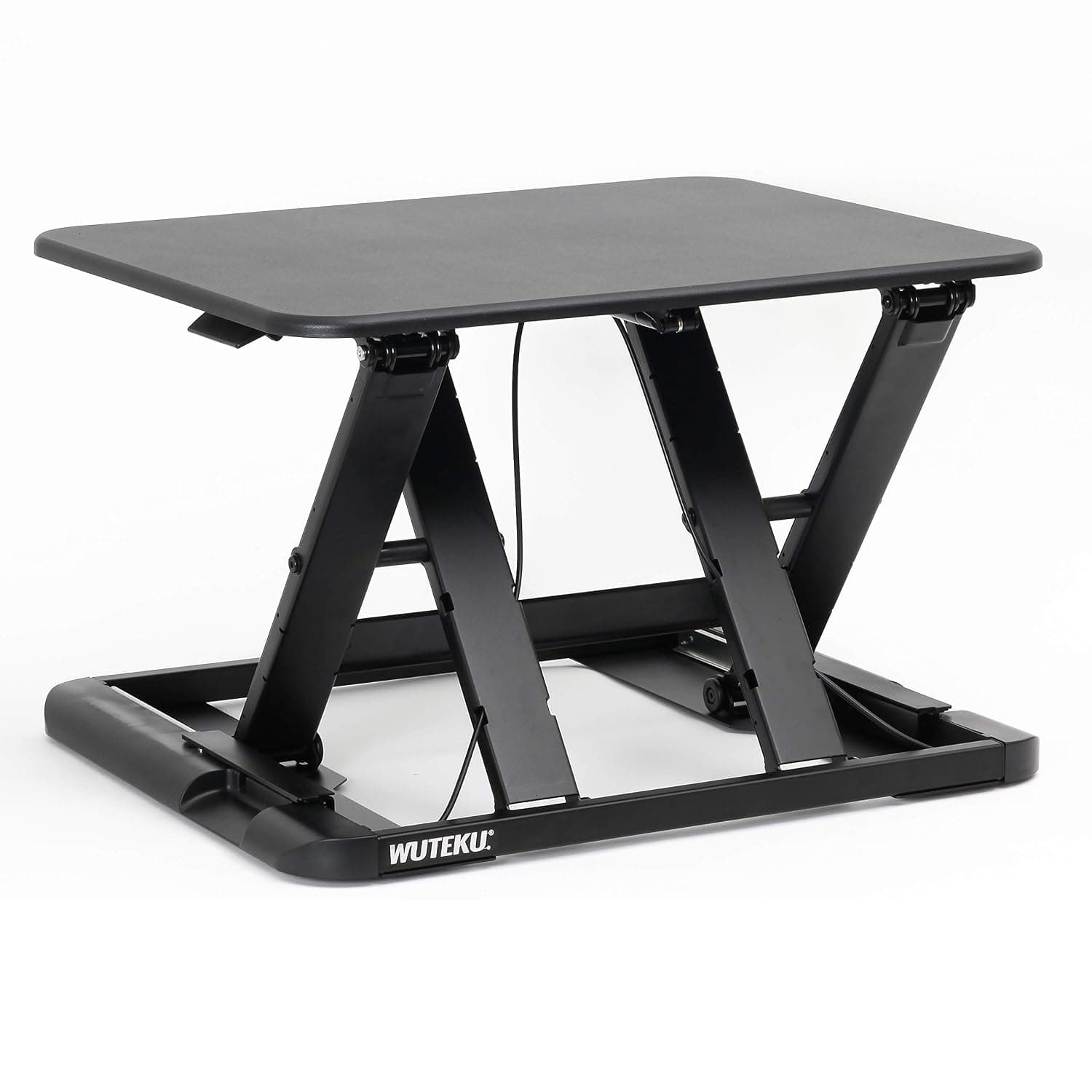 Height Adjustable Stand Up Desk Converter Ergonomic Sit Standing Riser | Flat Top Table Size 22”x26” Supports 30lbs | No Assembly Required | Premium Quality & Very Sturdy | Perfect for Laptops or iMacs