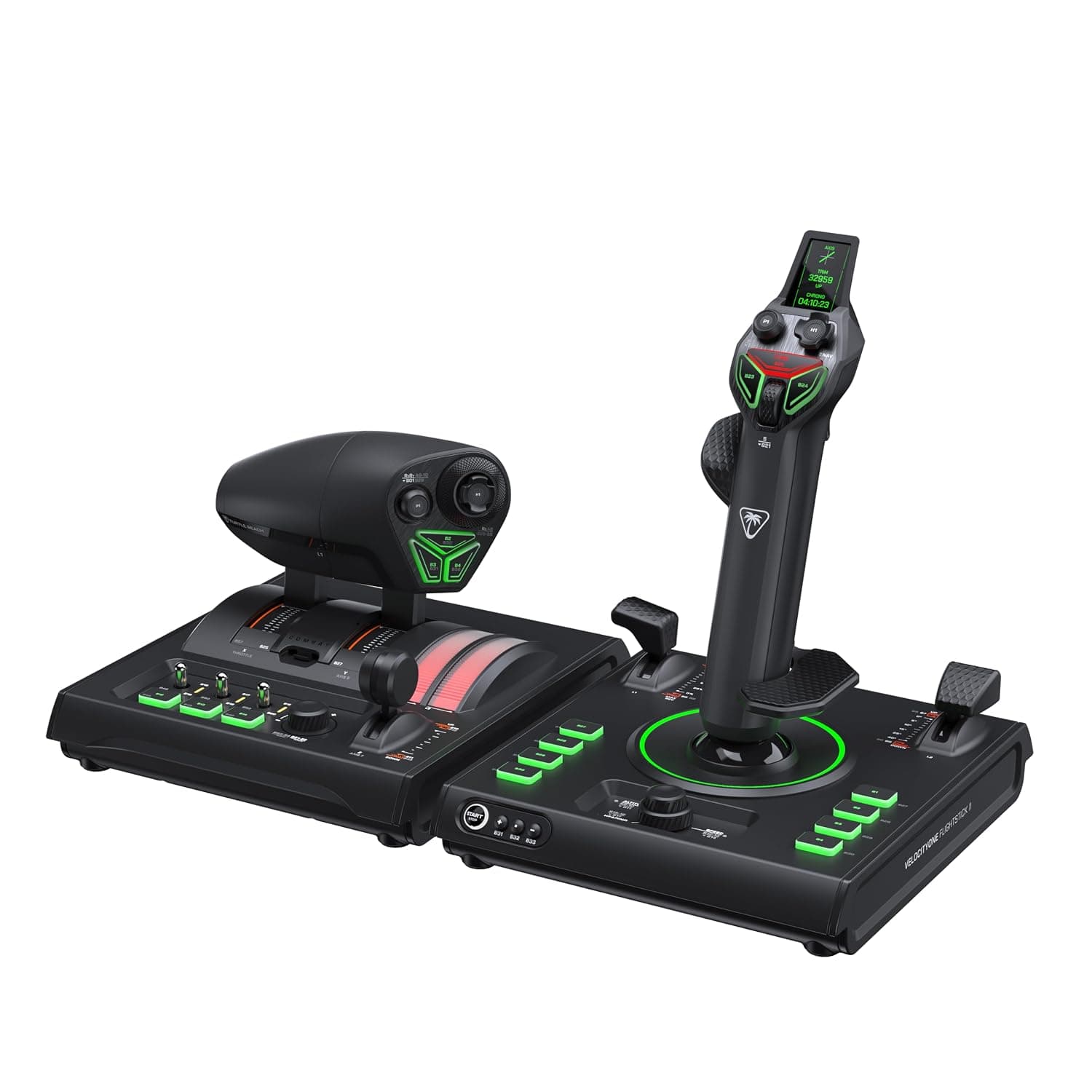 Turtle Beach VelocityOne H.O.T.A.S. Flight Sim Controls for PC | Black, Flightstick II & Dual Throttle, 15 Hall-Effect Axes, 73 Programmable Inputs, Flight Management Display, RGB Lighting