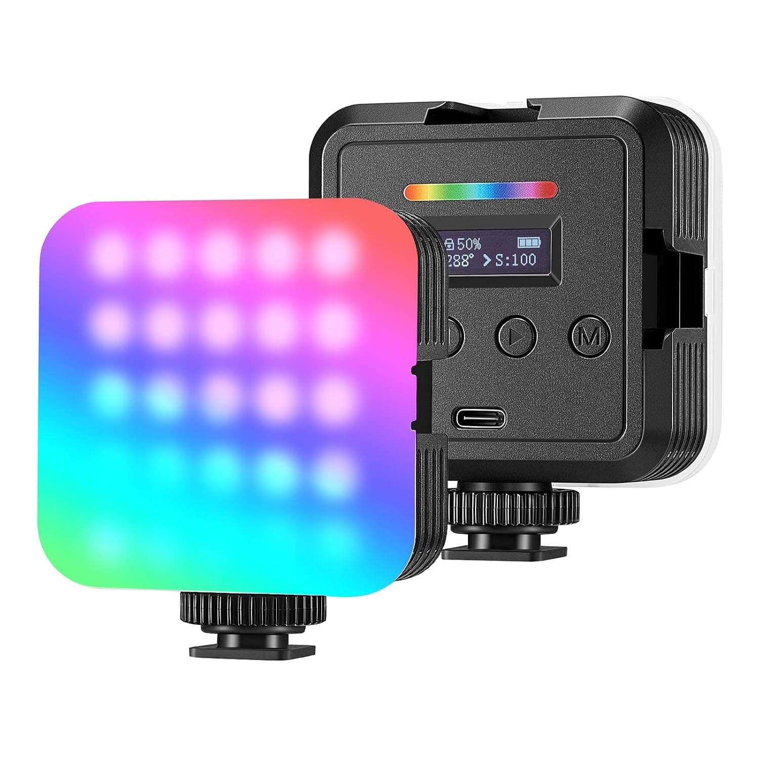 Neewer RGB Video Light, RGB61 360° Full Color LED Camera Light with 3 Cold Shoe, CRI 97+, 20 Scene Modes, 2500K~8500K, 2000mAh Rechargeable Battery for Gaming/YouTube/Vlog/Photography