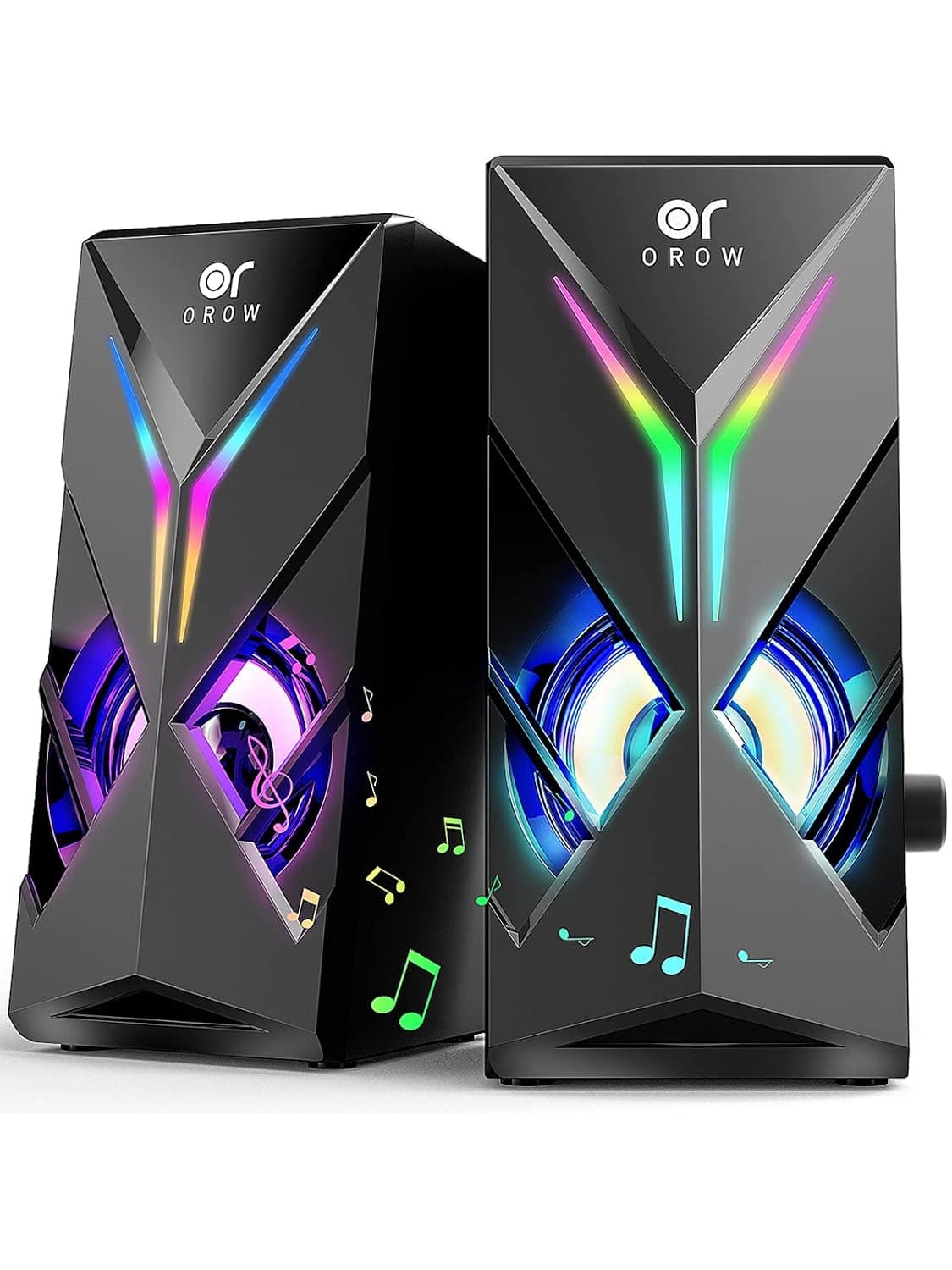 OR O R O W OROW Computer Speakers, Desktop Speakers with Various Colorful LED, 10W Gaming Speakers with Volume Control,RGB Computer Speakers for Monitor/Laptop