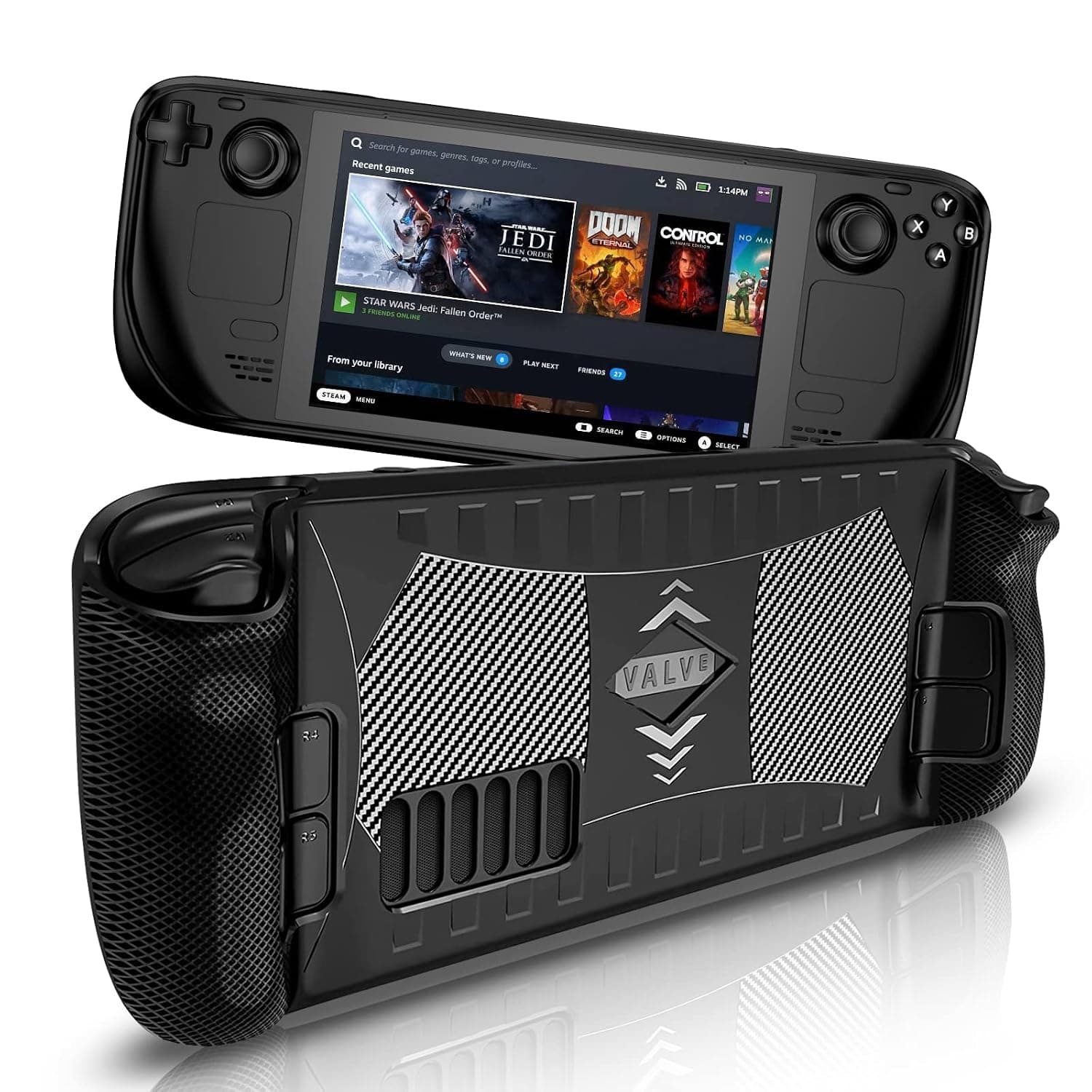 DLseego Protective Case for Valve Steam Deck, TPU Shell Compatible with Valve Steam Deck Console 2021 Shockproof Non-Slip Anti-Collision Grip Cover, Black