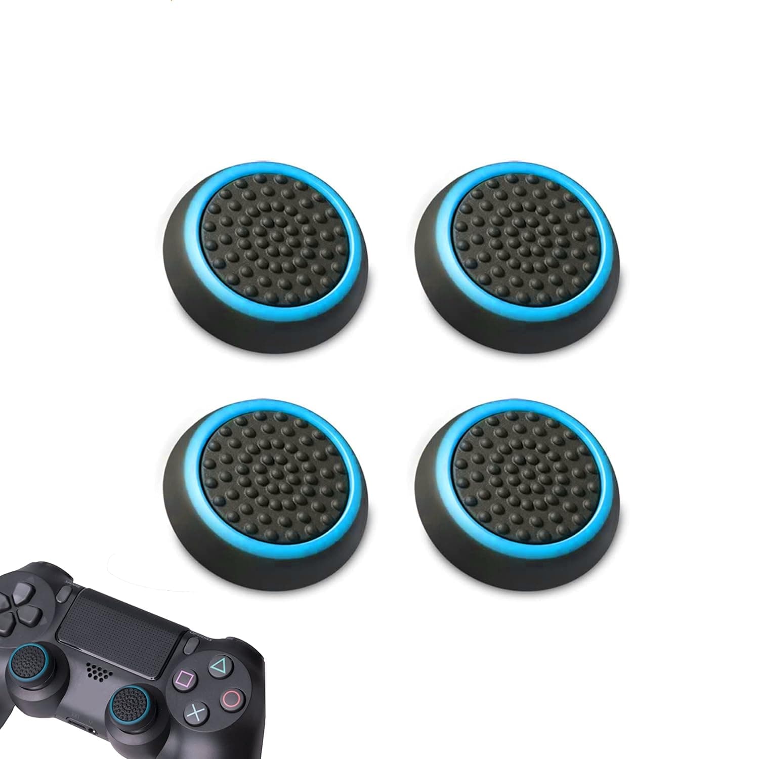 4 Pro Thumb Grips Caps Compatible with PS4 & PS5 Joystick Controller (Blue)