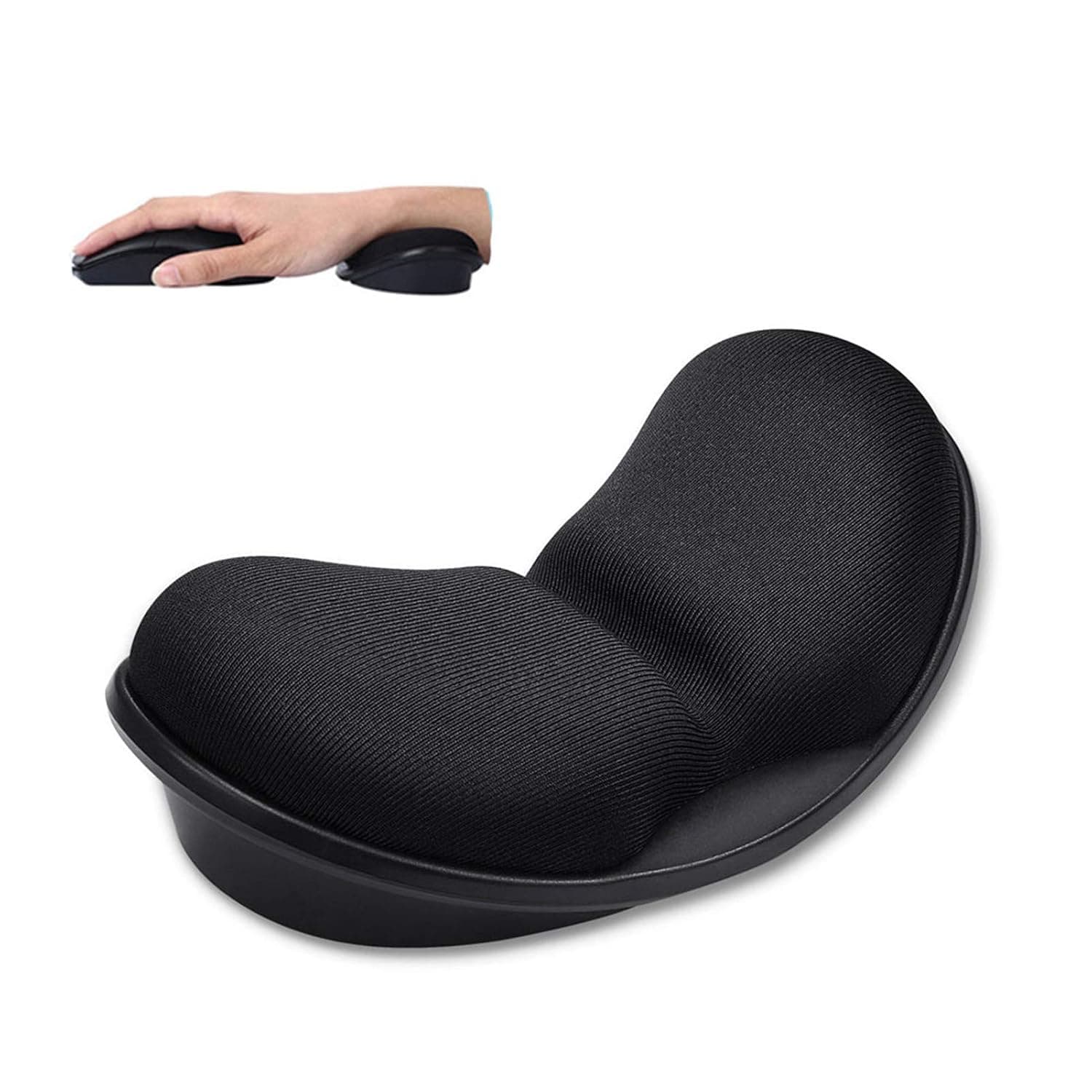 DUBENS Ergonomic wrist rest for left and right handed users, palm rest with foam filling for mouse ergonomic to relieve the wrist pad set (black).