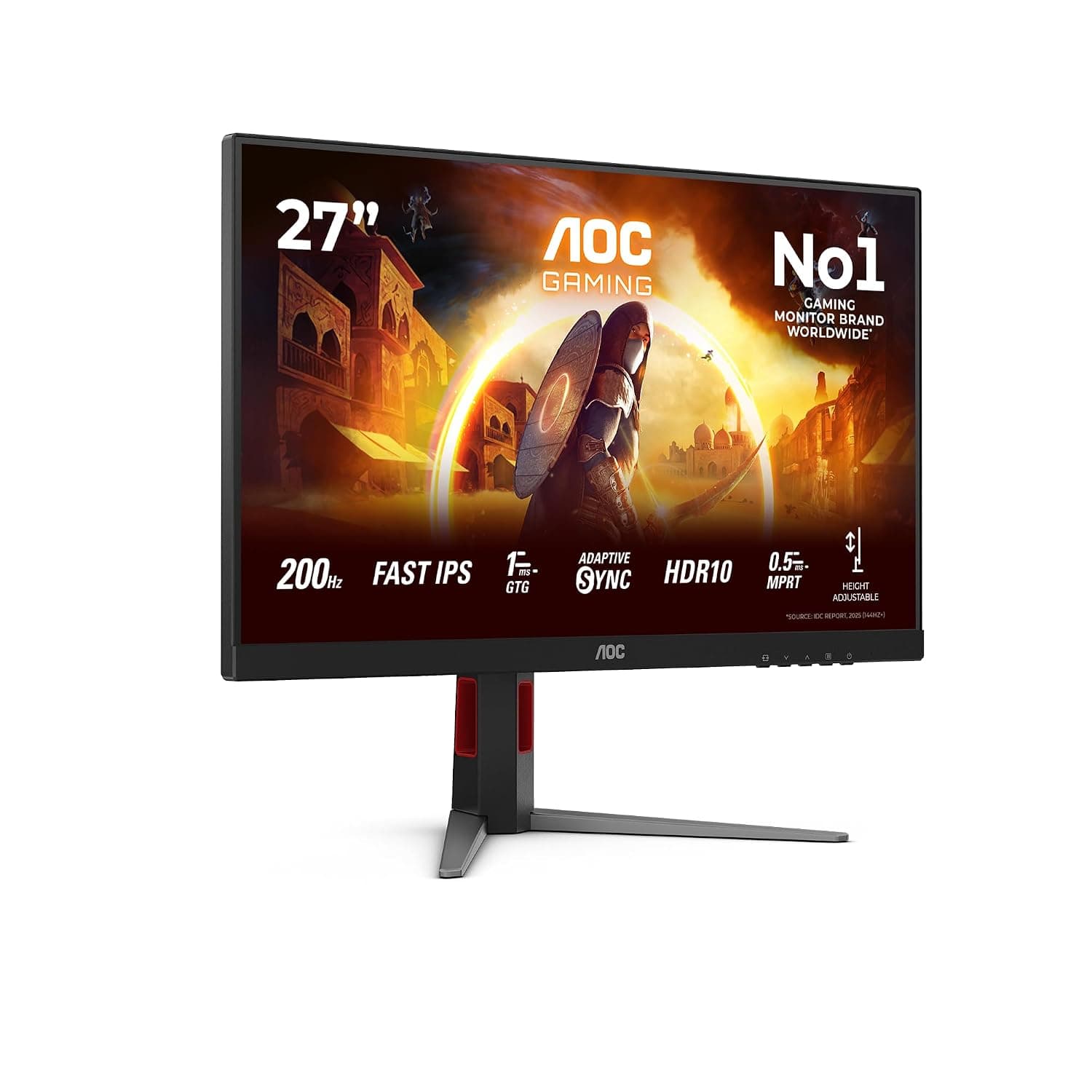 AOC 27G4HA 27 inch FHD Gaming Monitor 200Hz, Fast IPS Panel, 1ms GtG, HDR10, G-Sync Compatible, Height Adjustment, Speakers, (1920x1080 HDMI 2x 2.0 DP 1x 1.4) Black