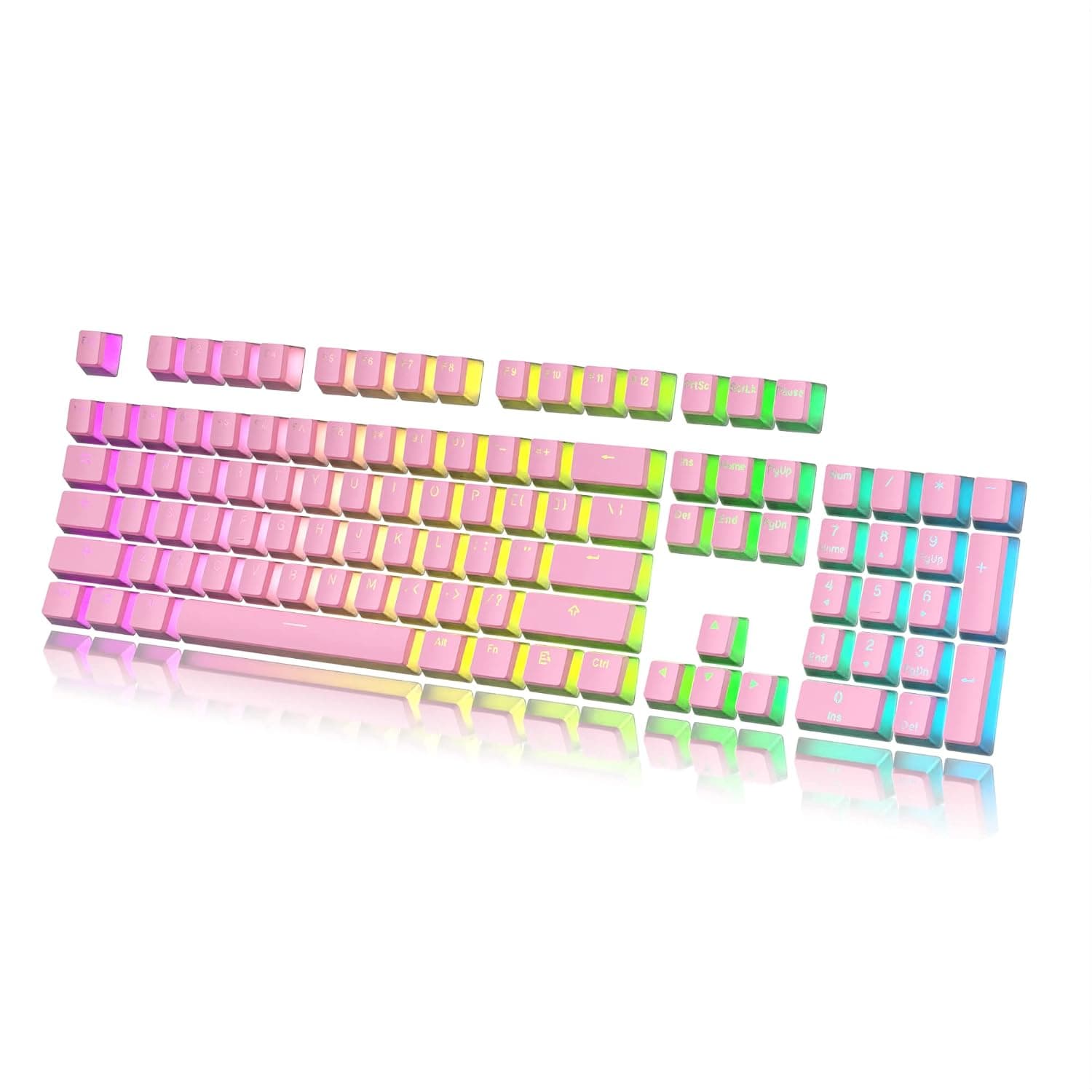 HK Gaming Pudding Keycaps Set | Doubleshot PBT Keycap Set | Full 108 OEM Profile Key Set | ANSI US-Layout | For Mechanical Keyboard | Compatible with Cherry MX, Gateron, Kailh, Outemu |Pink