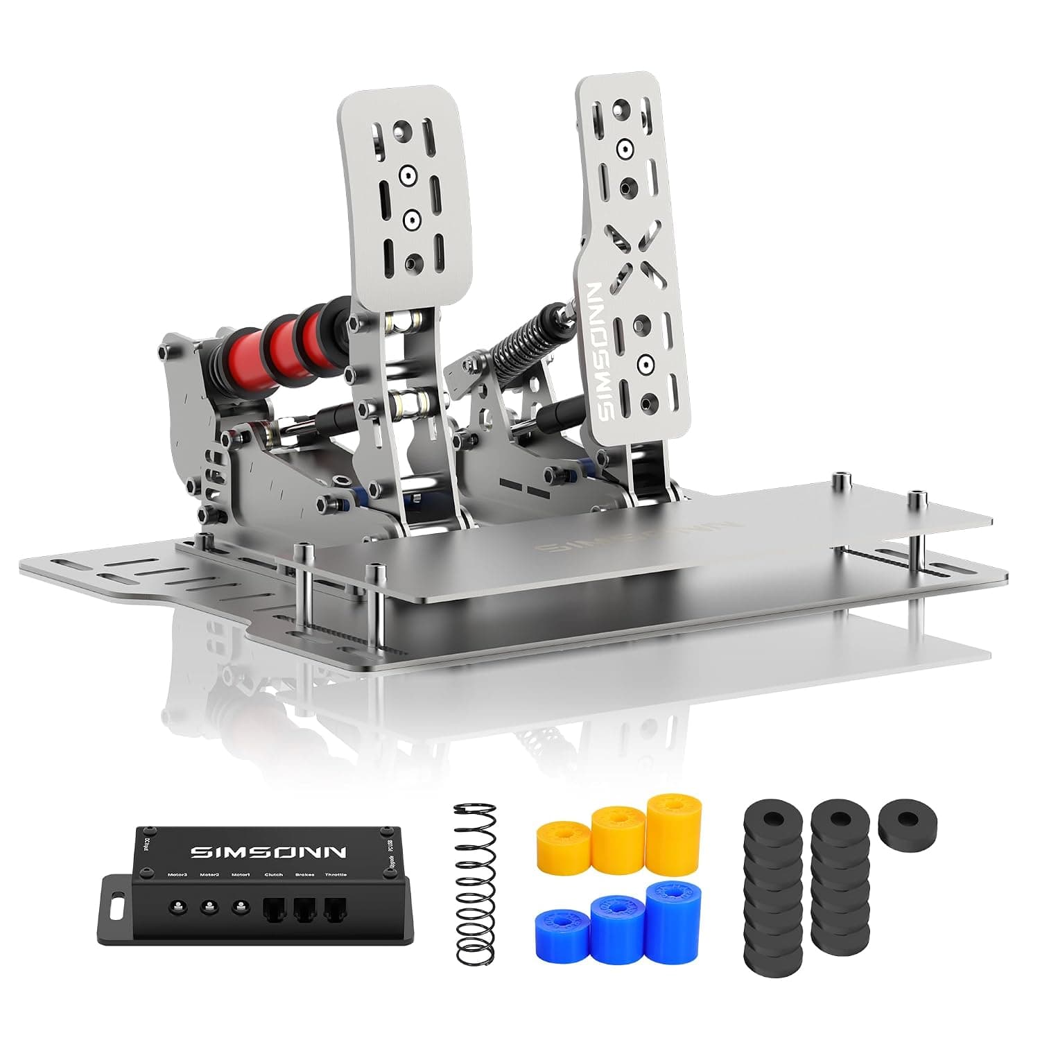 SIMSONN Plus X Sim Racing Pedals PC Racing Simulator Pressure Sensor Load Cell HE Hydraulic Pedal Support Haptic Reactor (Plus X-P2-H2-Plate)
