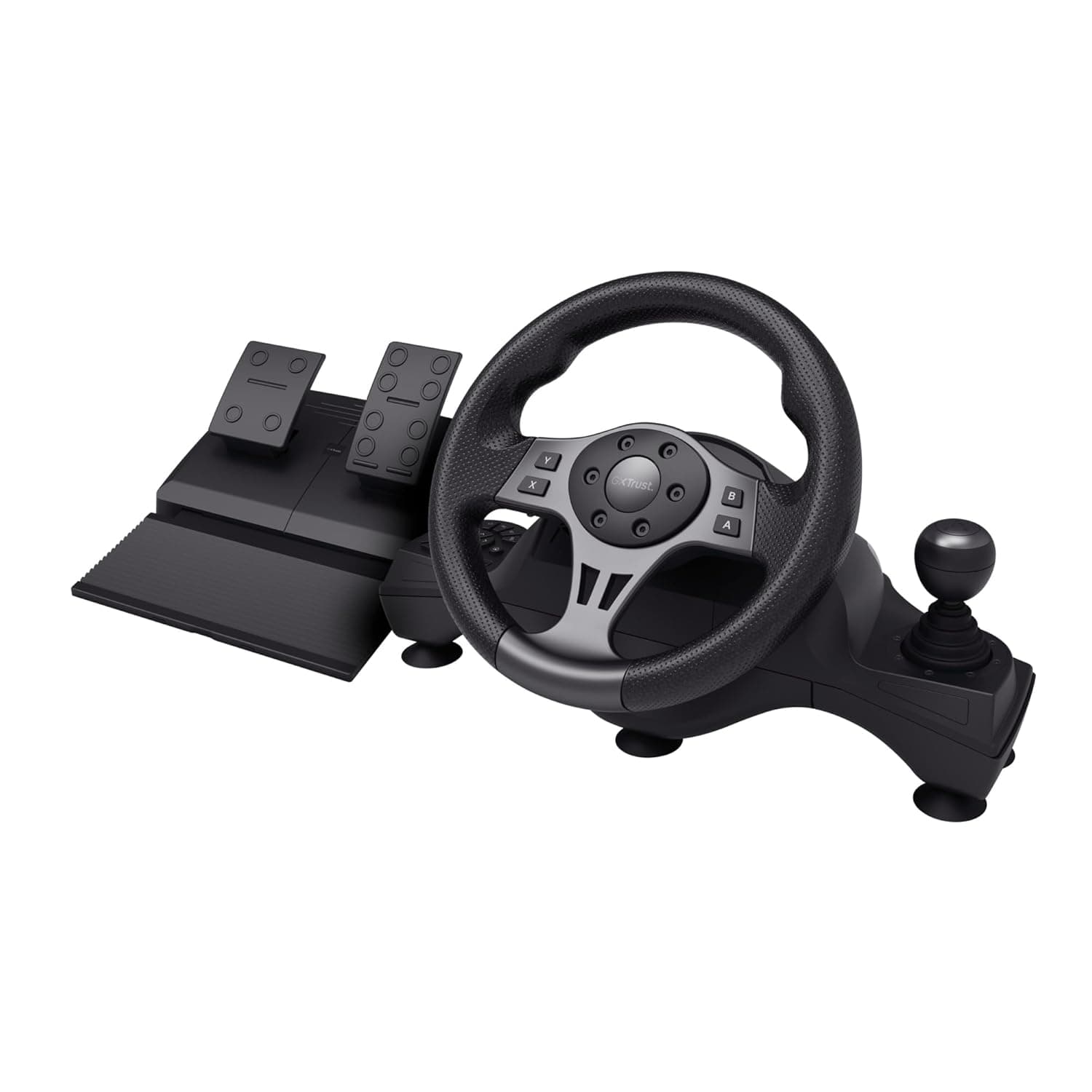 GXTrust Movi Steering Wheel for Gaming PC, Racing Wheel with Pedals | Paddle Shifters, Gear Stick, Vibration Feedback, for Farming Simulator / F1 / Gran Turismo