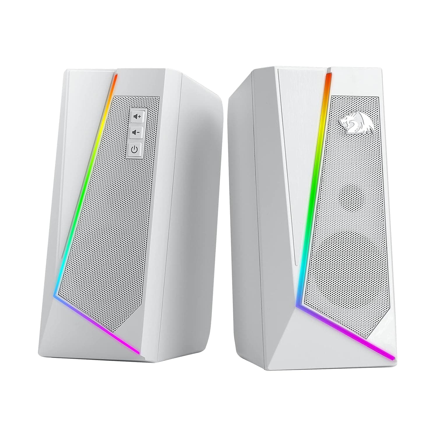 Redragon GS520 RGB Desktop Speakers, 2.0 Channel PC Computer Stereo Speaker with 6 Colorful LED Modes, Enhanced Sound and Easy-Access Volume Control, USB Powered w/ 3.5mm Cable | Enhanced Audio Quality, Plug & Play USB Powered, 6 Colorful Backlight Modes, Easy-Access Volume Control