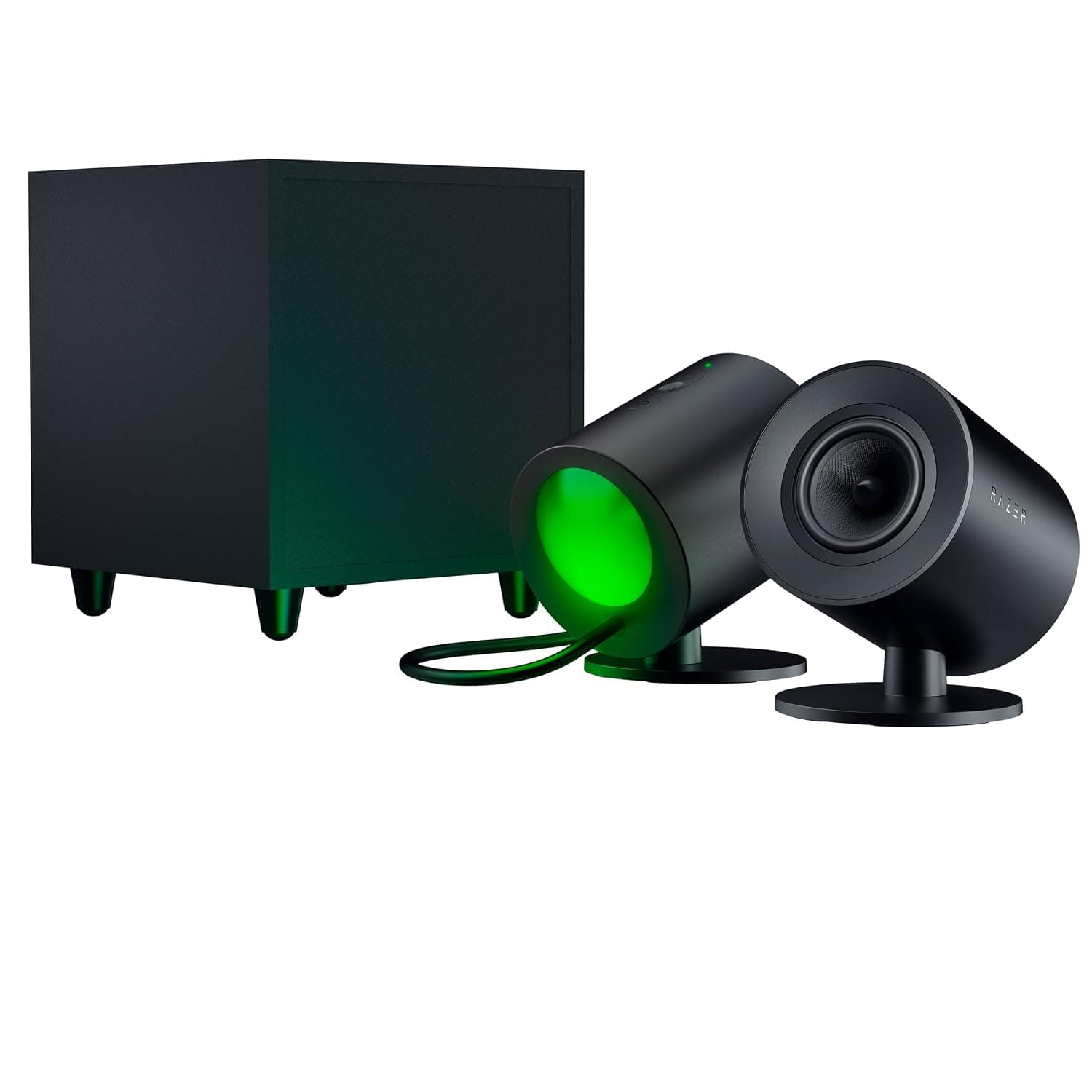 Razer Nommo V2 - Full-Range 2.1 PC Gaming Speakers with Wired Subwoofer (3” Full-Range Drivers with Aluminum Phase Plugs, Down-Firing Subwoofer with 5.5” Driver, THX Spatial Audio) Black