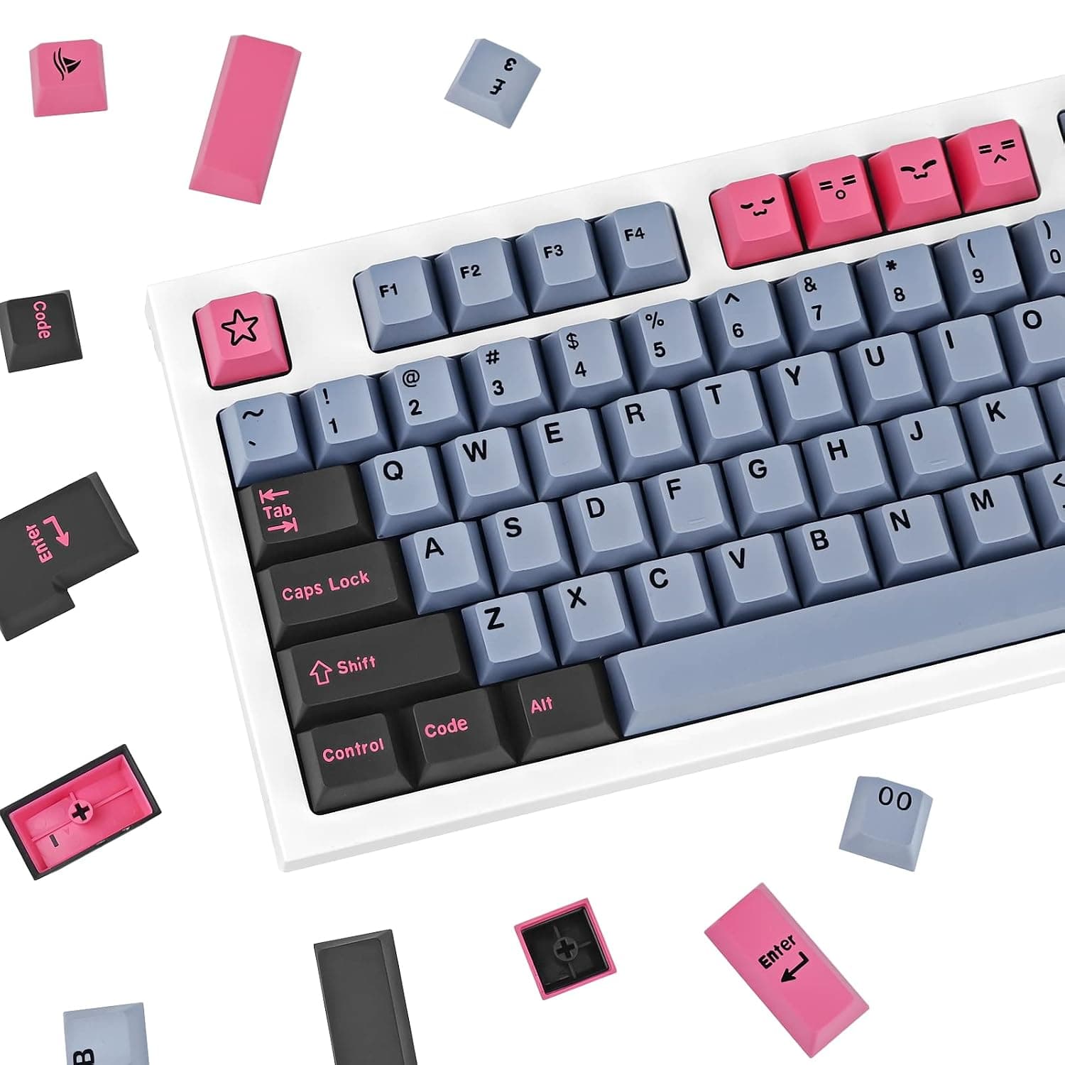 173 Keys Double Shot PBT Keycaps Set, Cherry Profile Keycaps for Mechanical Keyboard, Custom Keycaps Set Cherry Mx Keycaps 75 Percent, Low Profile Keycaps 65 Percent Retro Keycaps