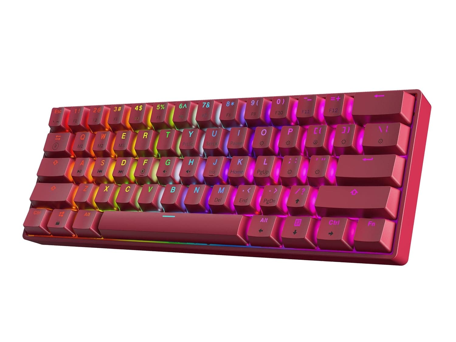 HK GAMING GK61 60% v3 | Hotswap Mechanical Gaming Keyboard | 61 Keys Multi Color RGB LED Backlit for PC/Mac Gamer | US Layout (Pink, Gateron Optical Blue)
