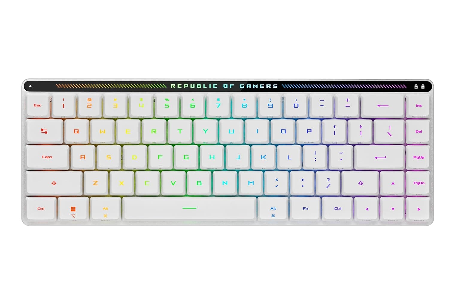 ASUS ROG Falchion RX 65% Low Profile Wireless Gaming Keyboard with Low Profile ROG RX Optical Switches, Tri-Mode Connection, Protective Cover, Silicone Dampening Foam, Panel