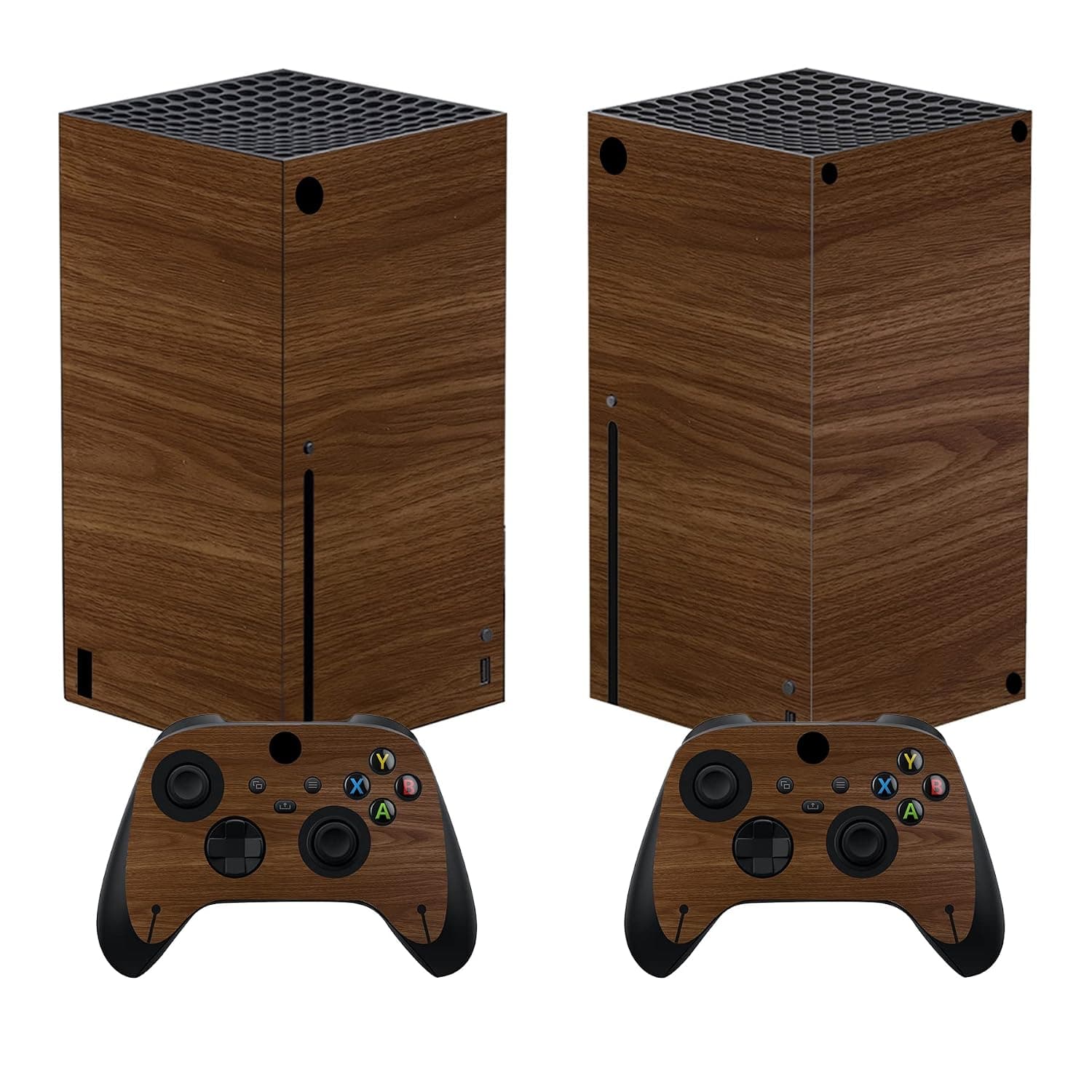 PlayVital Wood Grain Custom Vinyl Skins for Xbox Series X, Wrap Decal Cover Stickers for Xbox Series X Console Controller | Protective Skin Stickers for Xbox Series X Controller&Console-Wood Grain